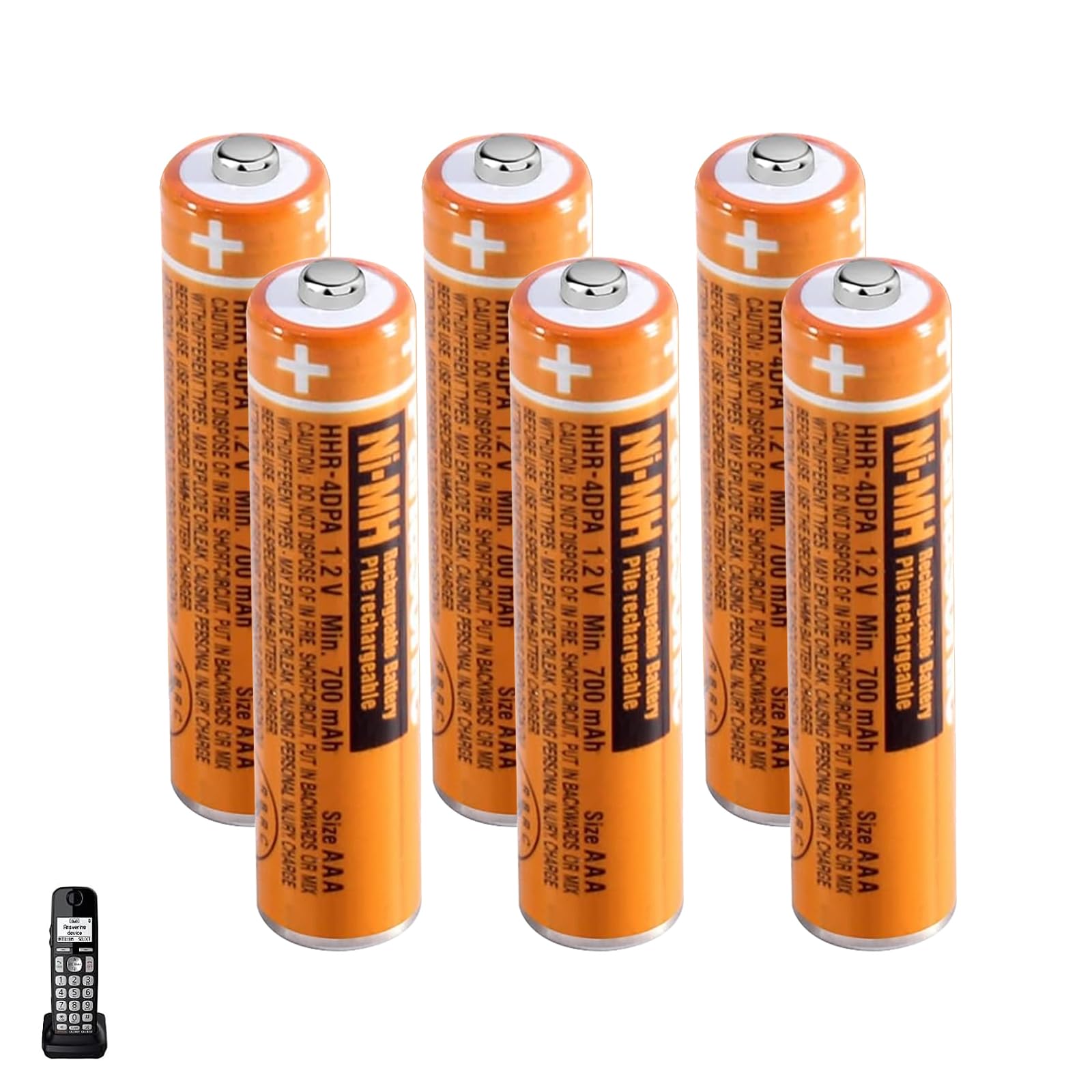Japusoon 6Pcs Hhr 4Dpa Rechargeable Aaa Batteries,1.2V 700Mah Aaa Ni Mh Battery For Panasonic Cordless Phones, Remote Controls,