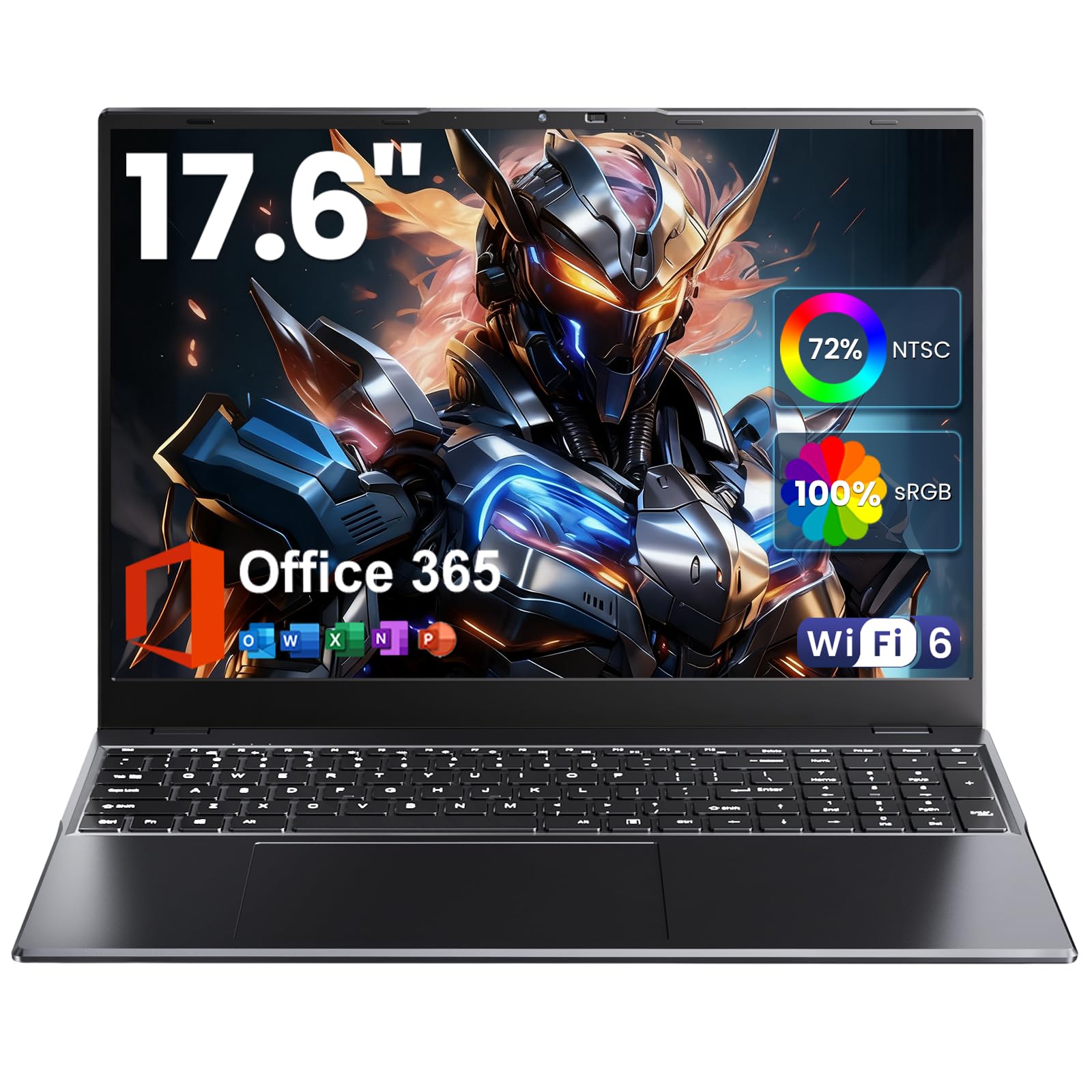 BTDD Laptop 17.6 inch, Laptop Computer with Office 365, 16GB DDR5 RAM, 640GB Storage, N95 CPU(Beat N5095), Backlit Keyboard, WiF