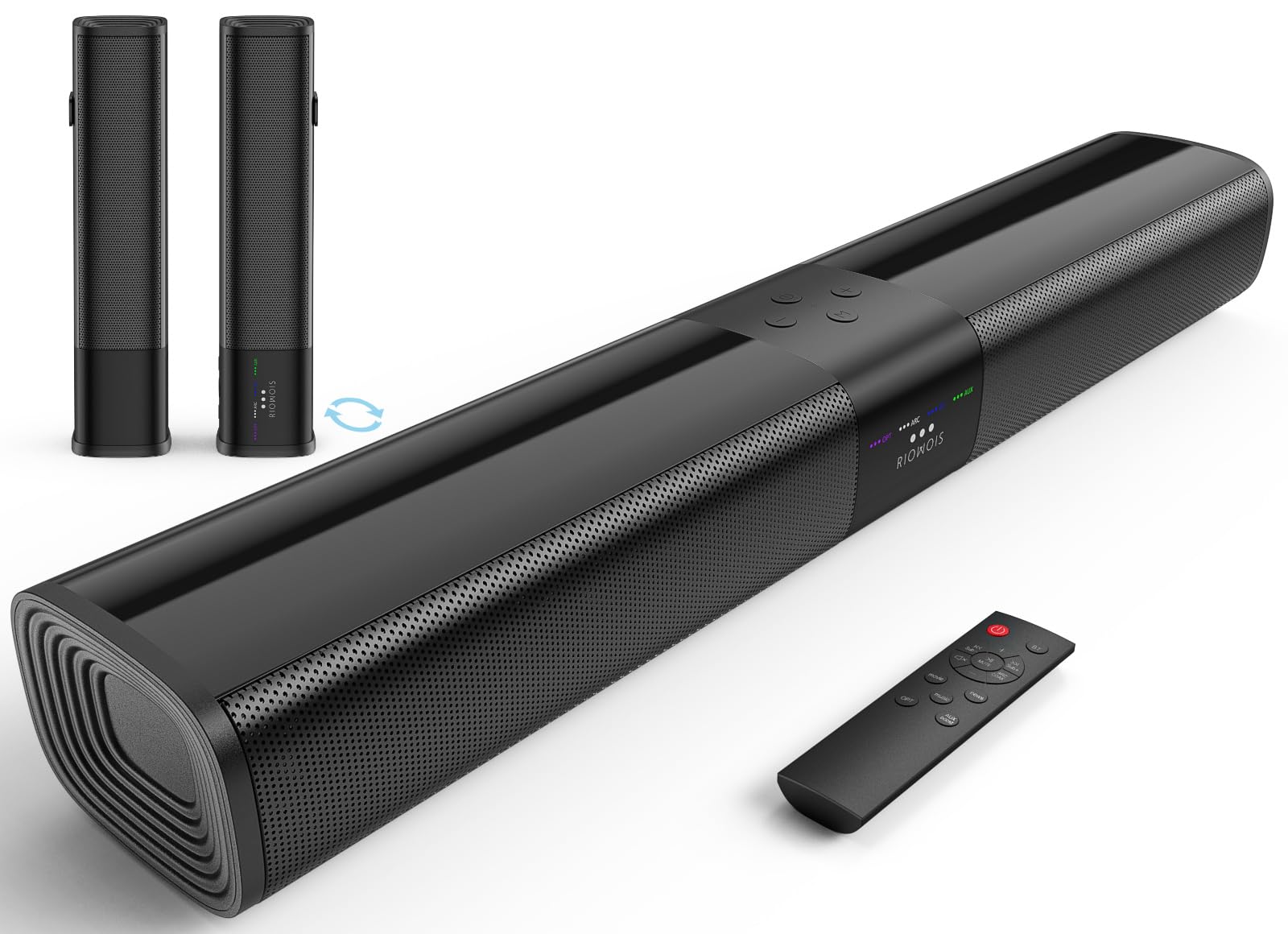 Riowois Sound Bar For Smart Tv, 2 In 1 Detachable Home Audio Soundbar Speaker,20    Sound Bar For Tv With Optical/Aux/Hdmi Arc/B