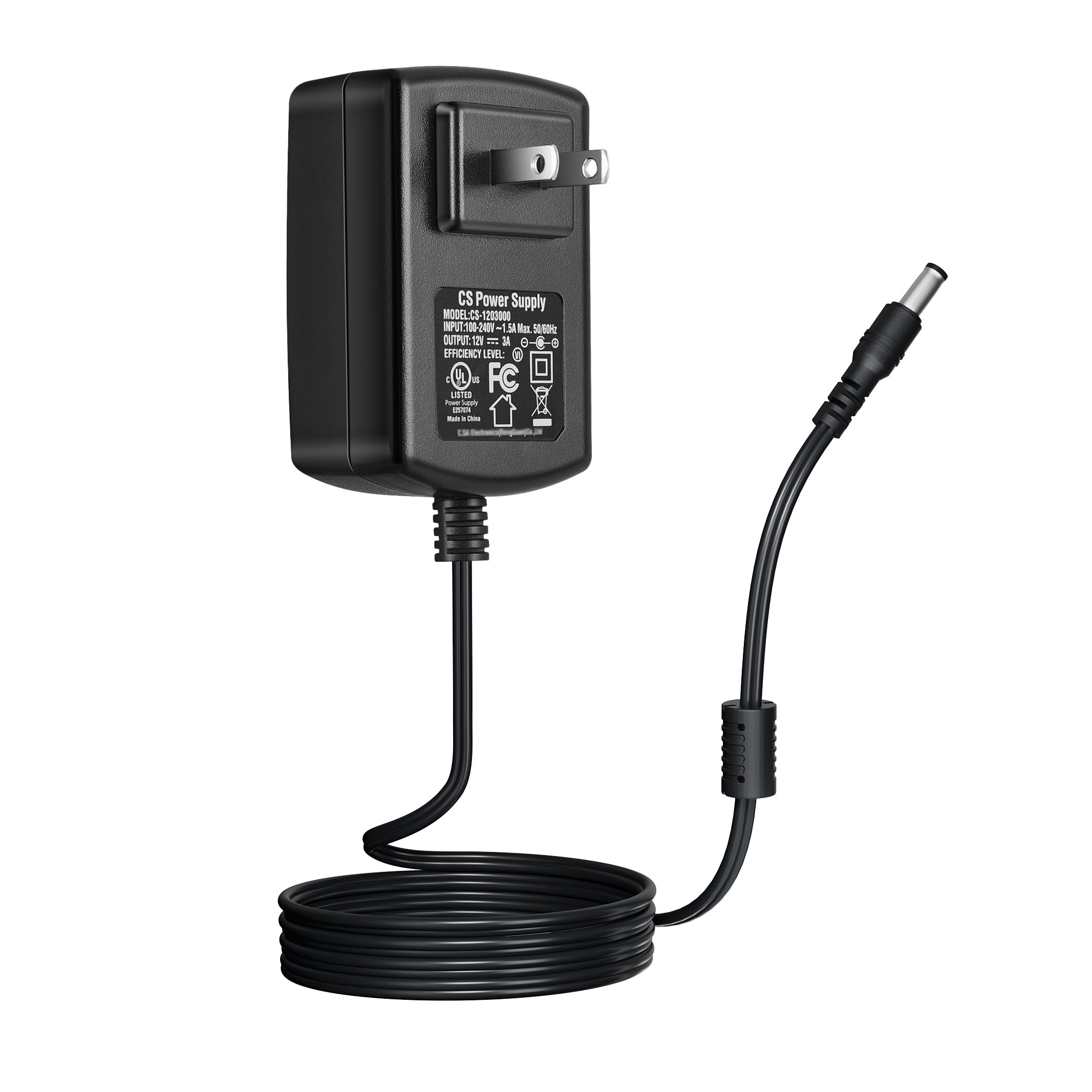 [Ul Certified] Ac To Dc 12V 3A Power Supply Adapter For Cctv Cameras Dvr Nvr 5.5Mm X 2.1Mm Ul Listed Fcc