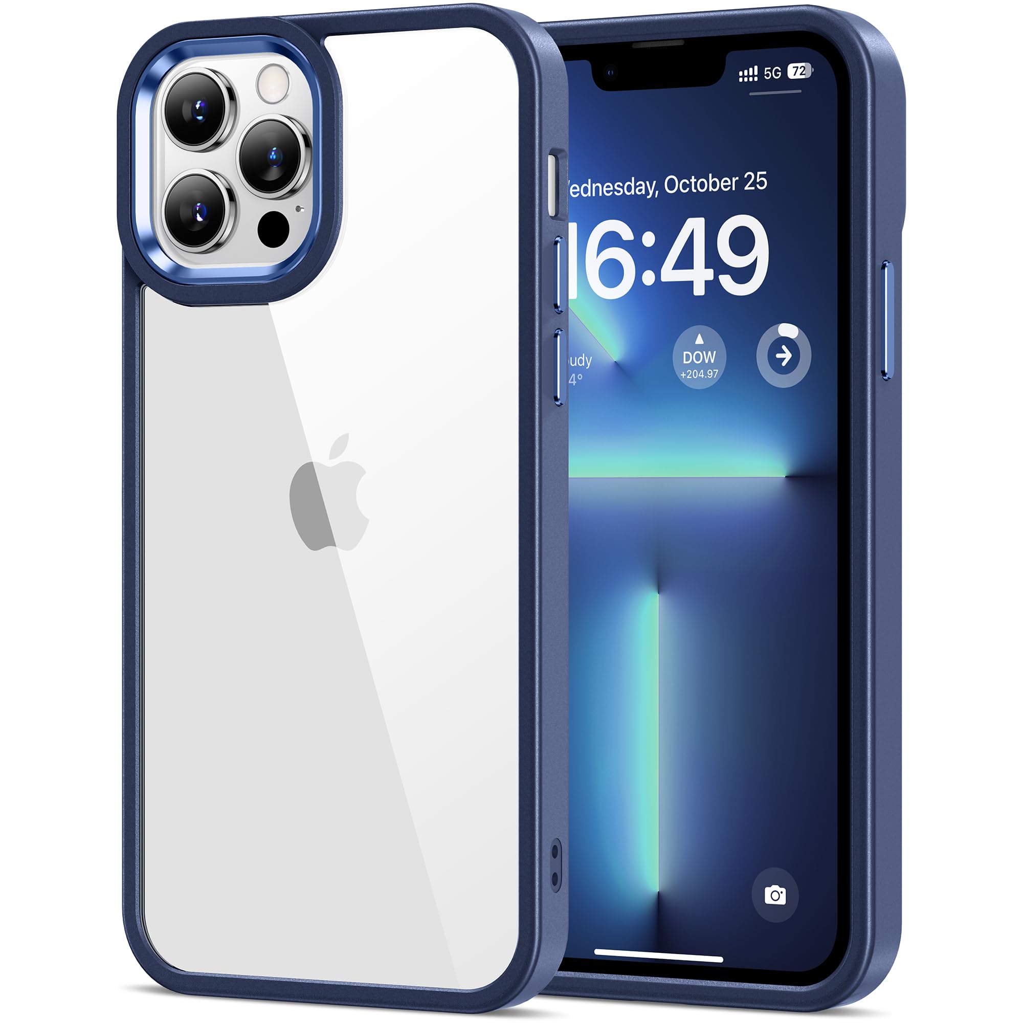 HOOMIL Case for iPhone 13 Pro 6.1-Inch, Non-Yellowing, Drop Protection, Anti-Scratch Transparent Hard Back Phone Cover - Black