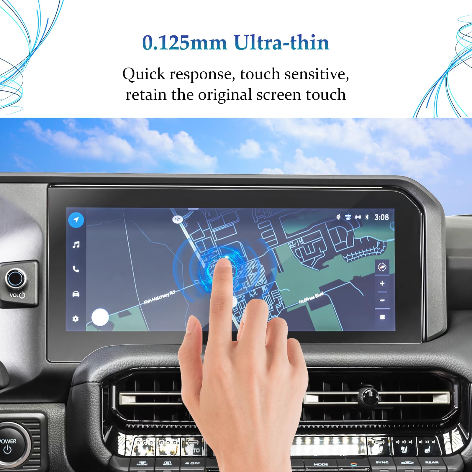 Sktu (2Pcs For 2024 2025 Toyota Land Cruiser Screen Protector 12.3 Inch For 2024 2025 Toyota Land Cruiser (Land Cruiser/First Edition) 12.3 Inch Navigation Display 2024 2025 Land Cruiser Accessories