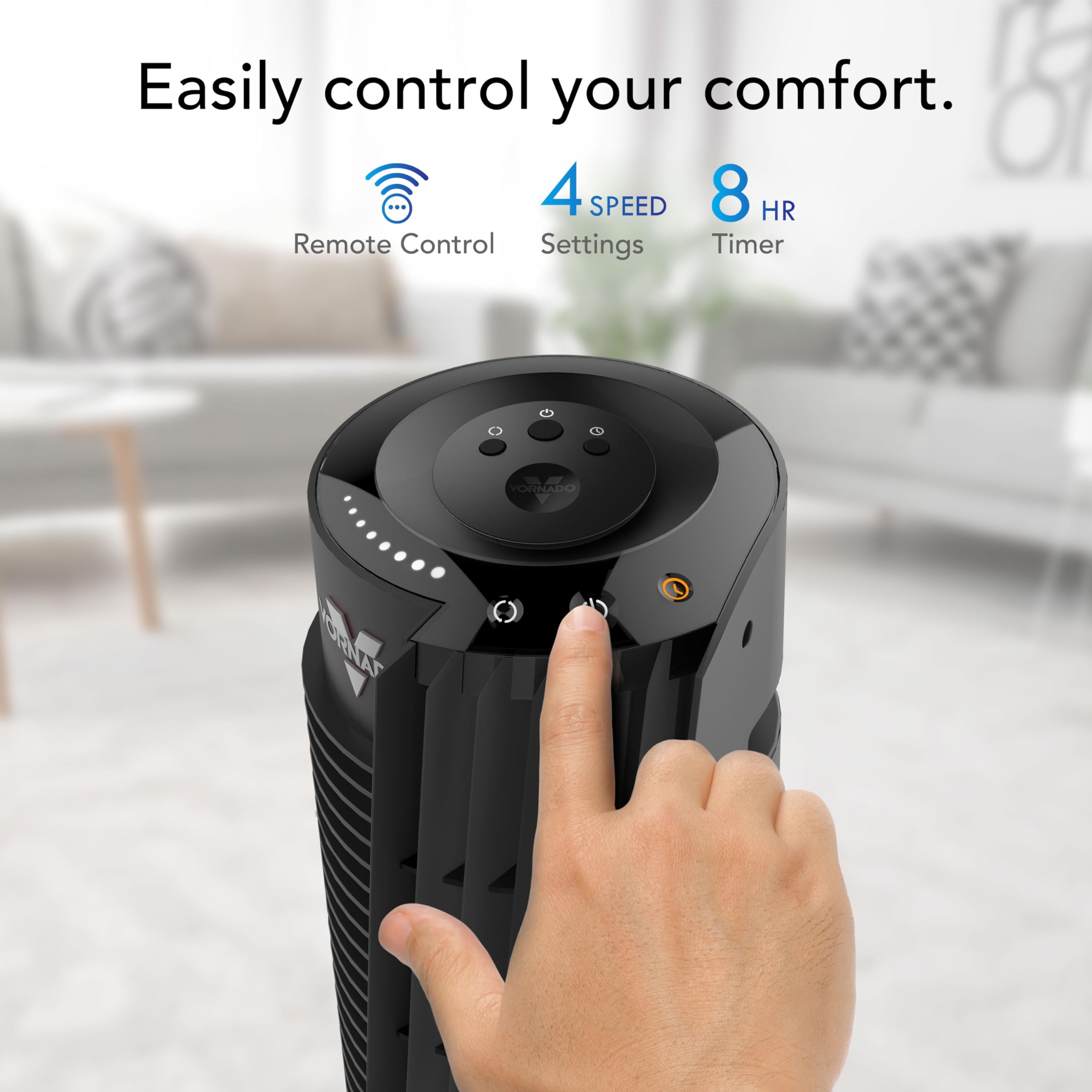 Vornado Osc84 41'' Whole Room Air Circulator Tower Fan With Remote Control, Black