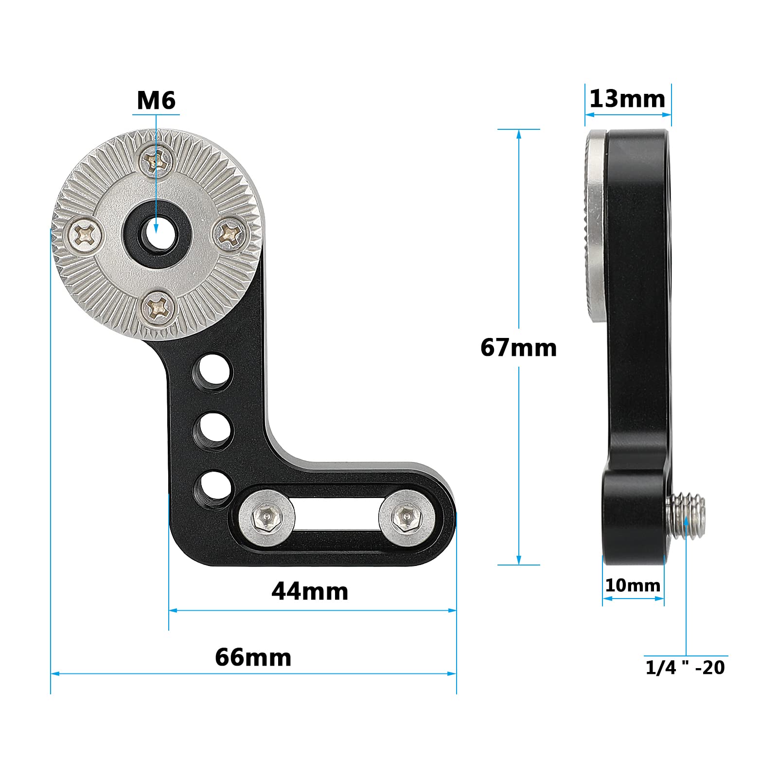 Camvate L Type Rosette Extension Mount M6 Thread Hole Connector With 1/4'' 20 Mounting Groove/Points   3013