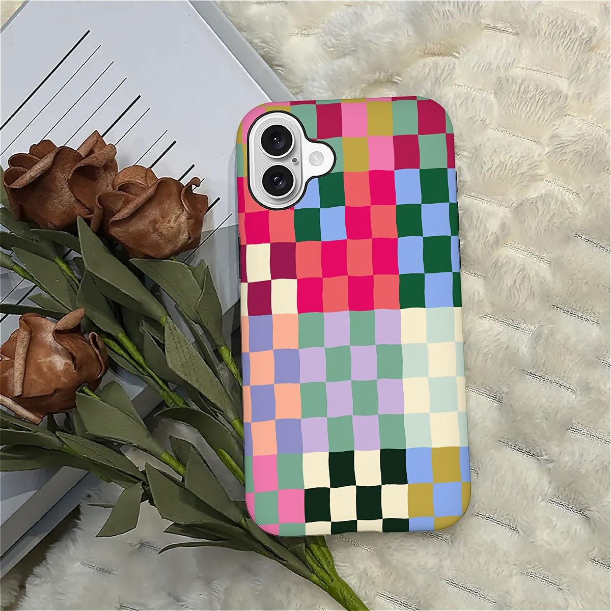 Seized Case Compatible With For Iphone 16 Plus,Colorful Checkerboard Phone Case For Girl Women Boy Men,Durable Protection Phone
