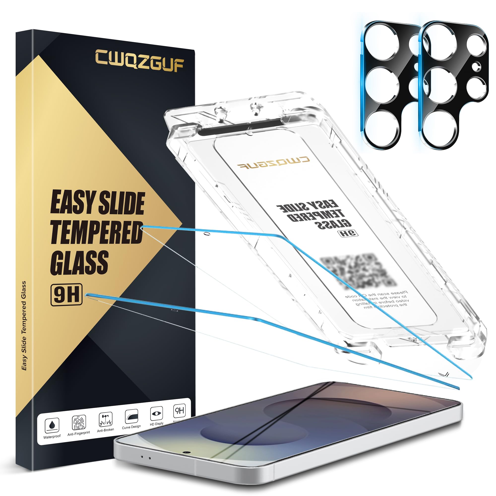 Cwqzguf [2+2 Pack] Screen Protector Compatible With Galaxy S25 Ultra 5G, Easy Installation Kit With Camera Lens Protectors - Hd 