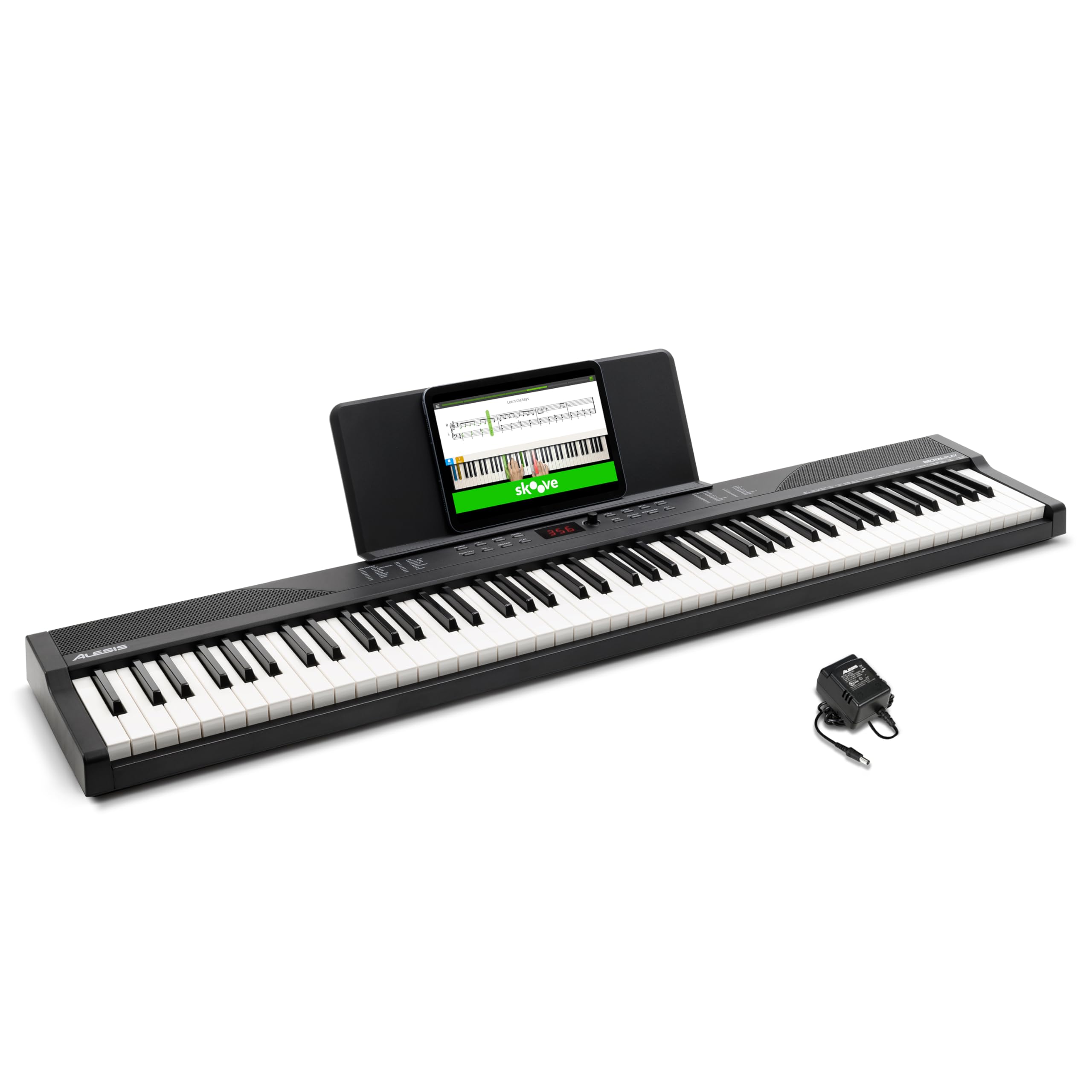Alesis 88 Key Keyboard Piano With 480 Sounds, Speakers, Usb Midi, Carry Bag, Stand, Headphones, Pedal And Piano Lessons For Begi