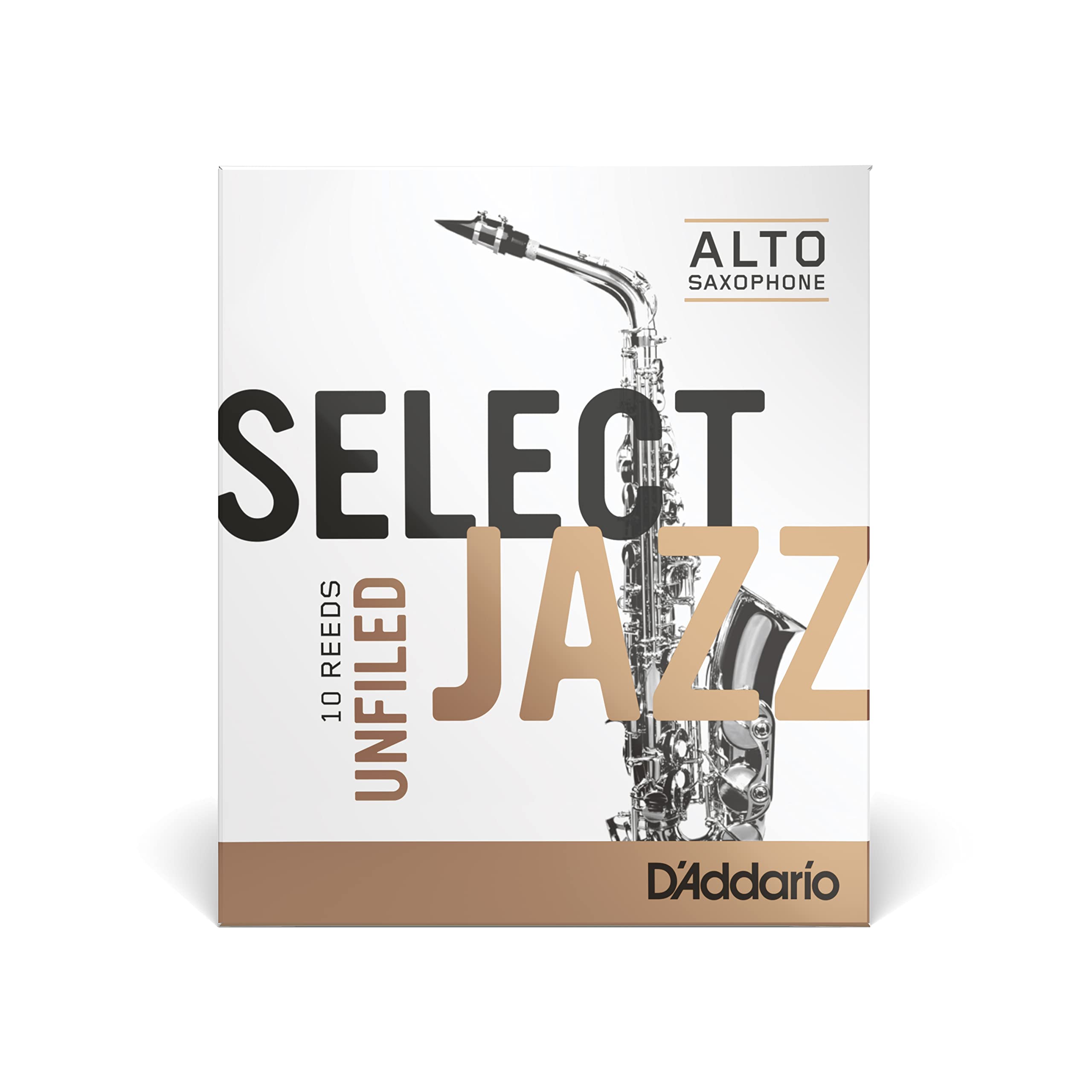 Daddario Select Jazz Alto Sax Reeds, Unfiled, Strength 4 Strength Hard, 10-Pack