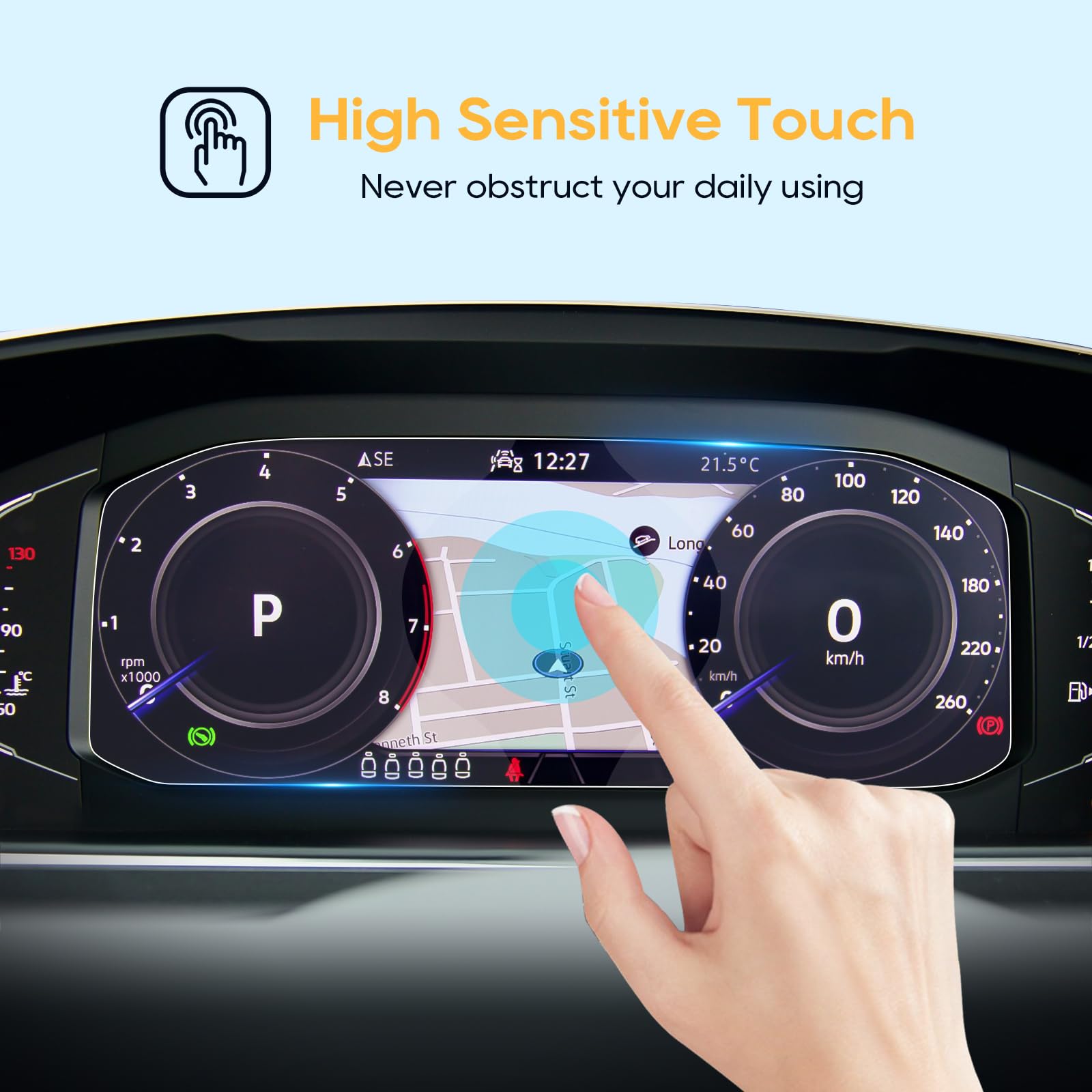 Lfotpp 2019 Tiguan Allspace Active Info Display 10.25 Inch Instrument Panel Tempered Glass Screen Protector,Dash Panel Screen,Anti Scratch High Clarity
