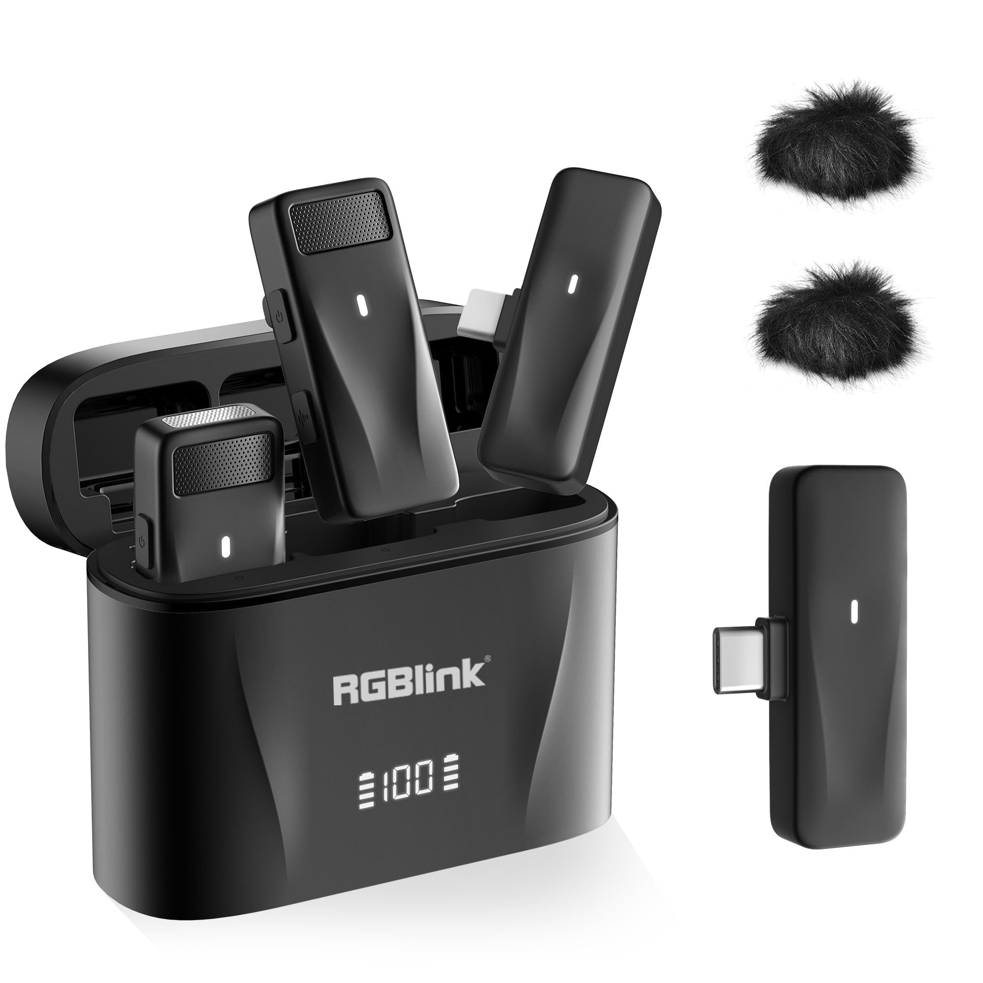 Rgblink Wireless Lavalier Microphone Compatible For Iphone 16,15 Pro Max, Usb C Smartphone, Samsung, Android   Set Of 2 Lapel Mi