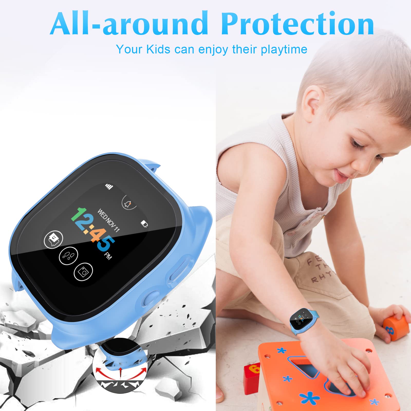 Kuaguozhe Tempered Glass Screen Protector Only Compatible For Gizmo Watch 3 For Kids,Blue
