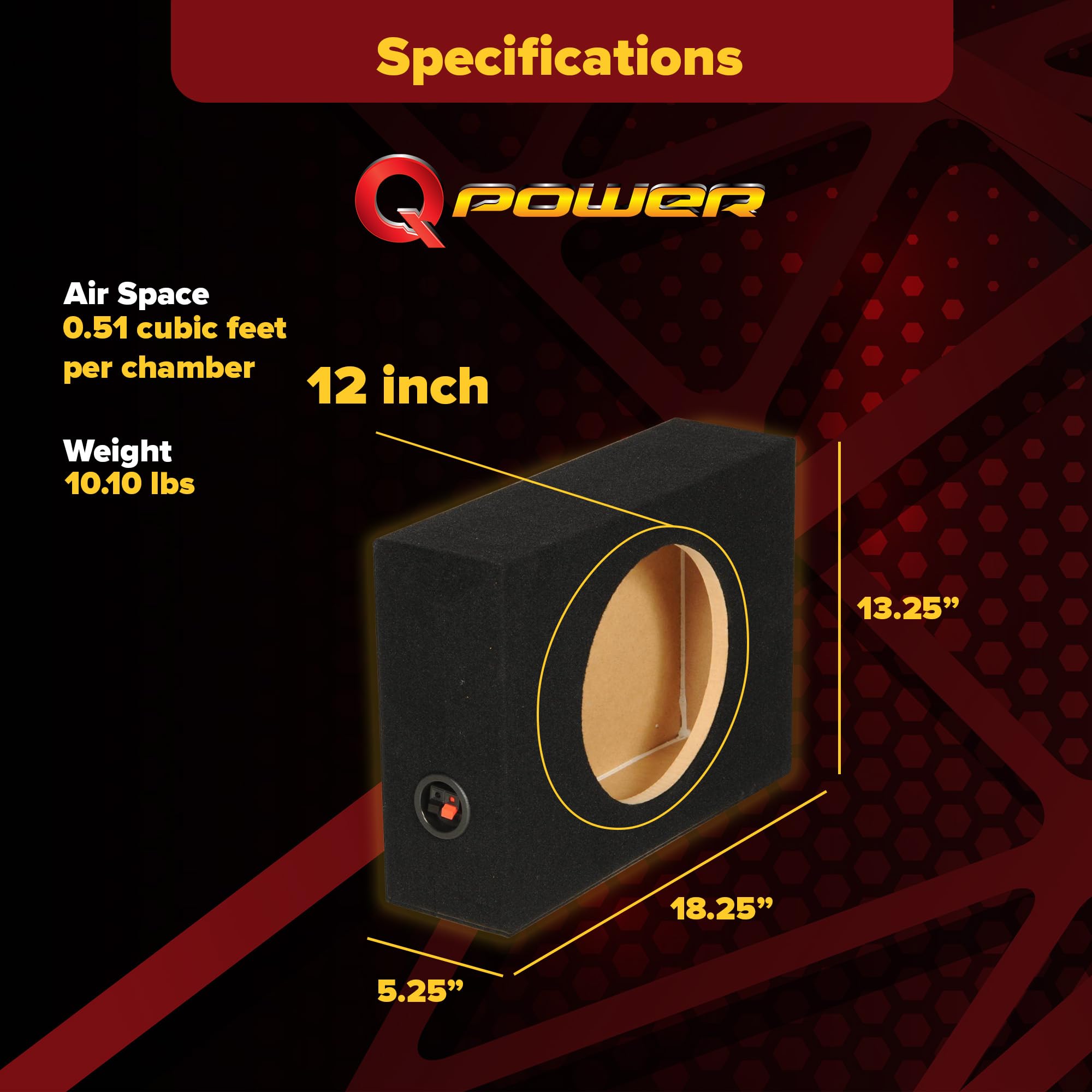 Q Power Shallow Single 12 Inch Heavy Duty Sealed Mdf Material Truck Audio Subwoofer Enclosure Box With Durable Carpeted Exterior