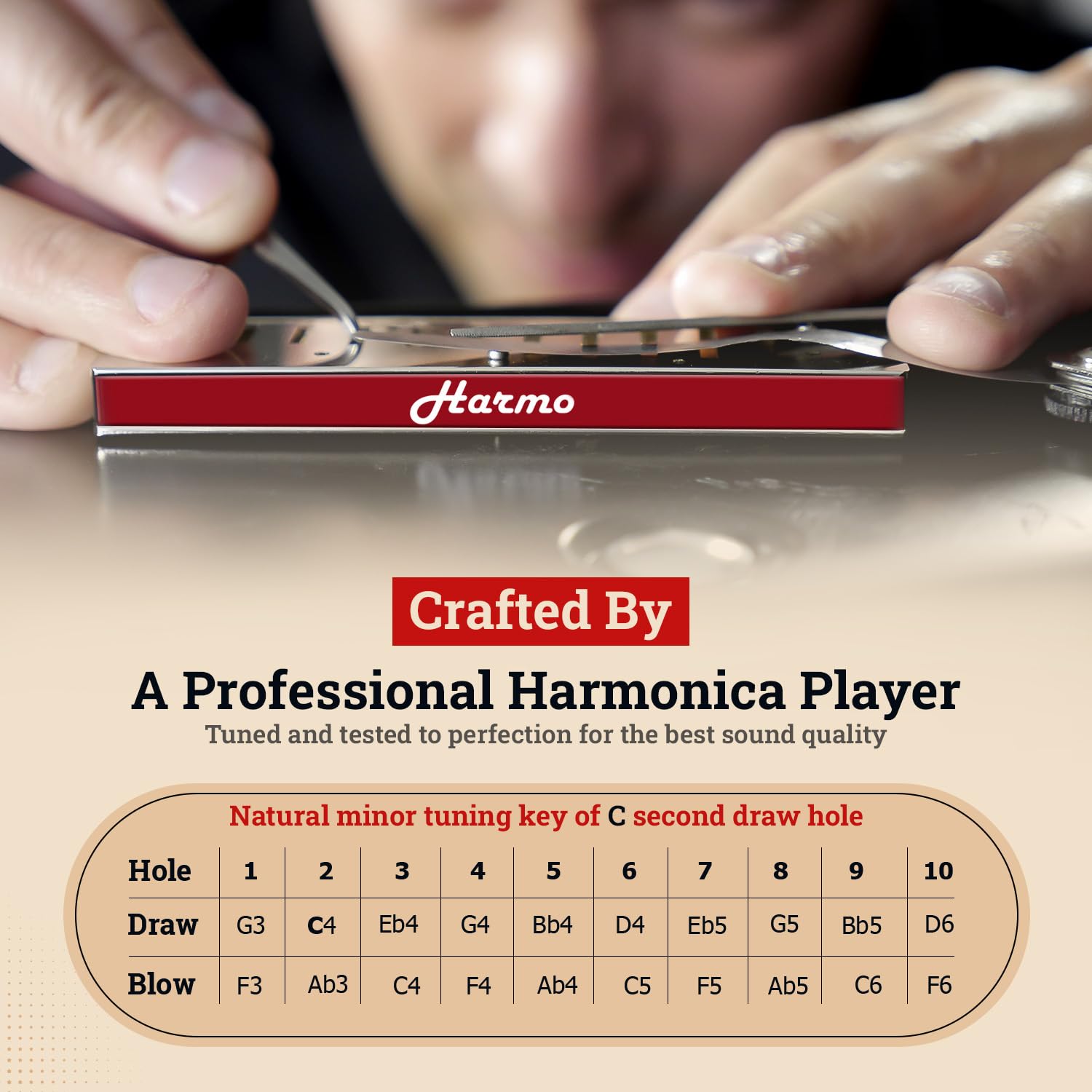 Harmo Polar Natural Minor Harmonica Key Of E   Specialized For Natural Minor Blues, Jazz, Rock, Folk, & Pop, Mouth Organ With Ca