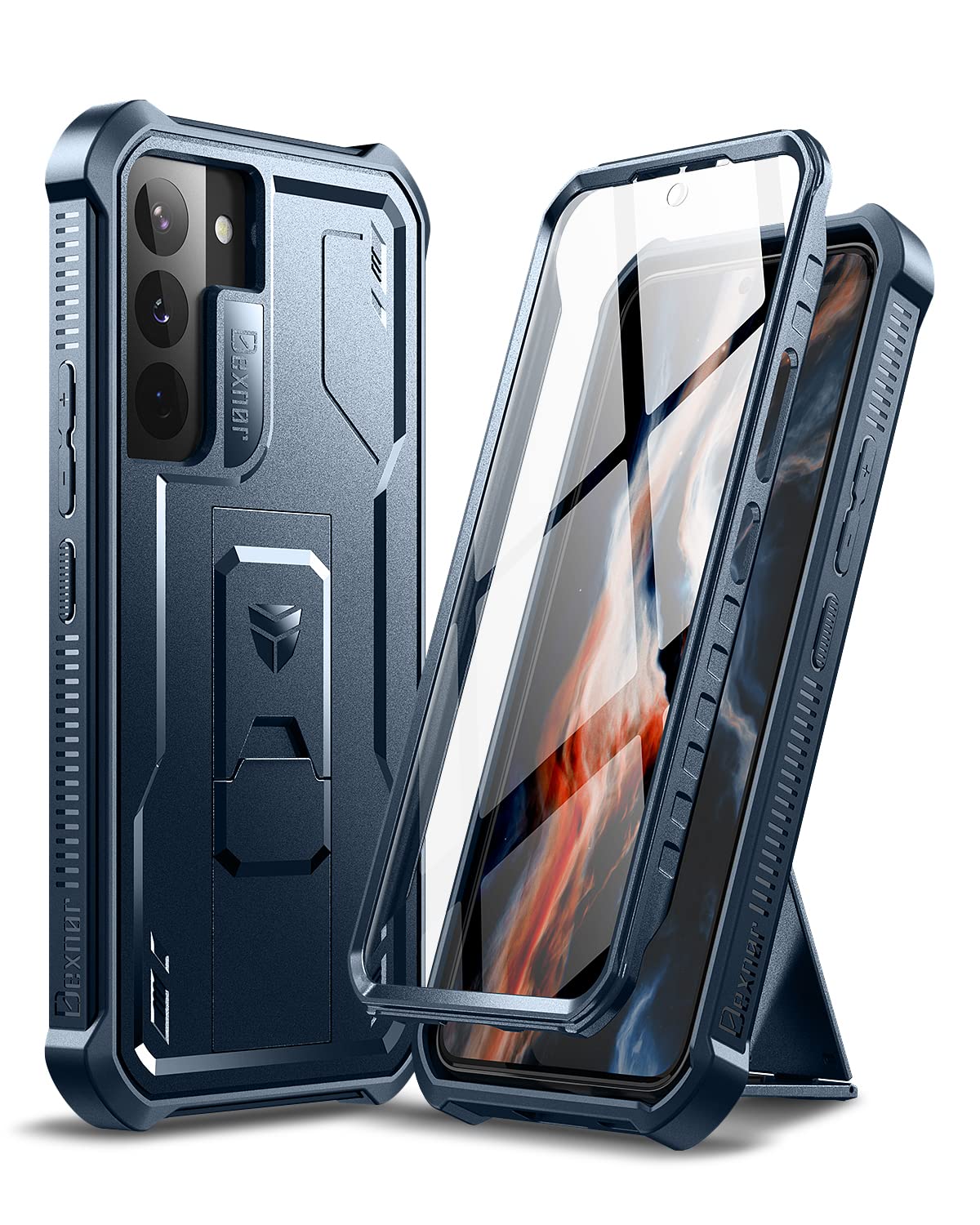 Dexnor For Samsung Galaxy S22 Plus Case, [Built In Screen Protector And Kickstand] Heavy Duty Military Grade Protection Shockpro