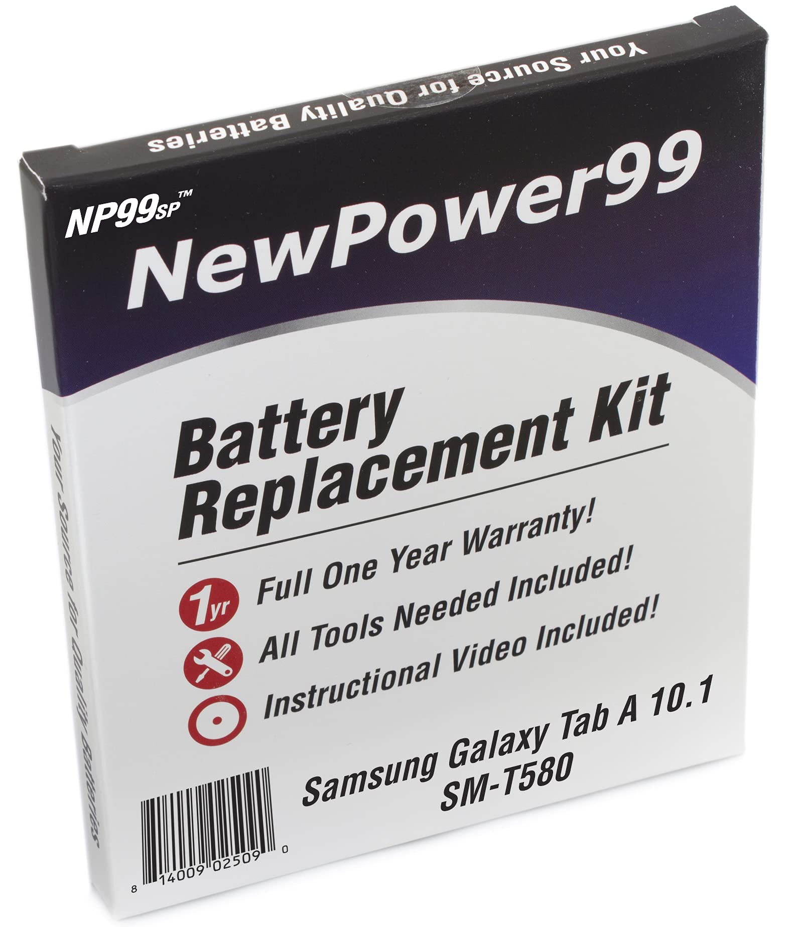 Np99Sp Newpower99 Battery Kit For Samsung Galaxy Tab A 10.1 Sm T580 With Tools, Video Instructions, Long Life Battery
