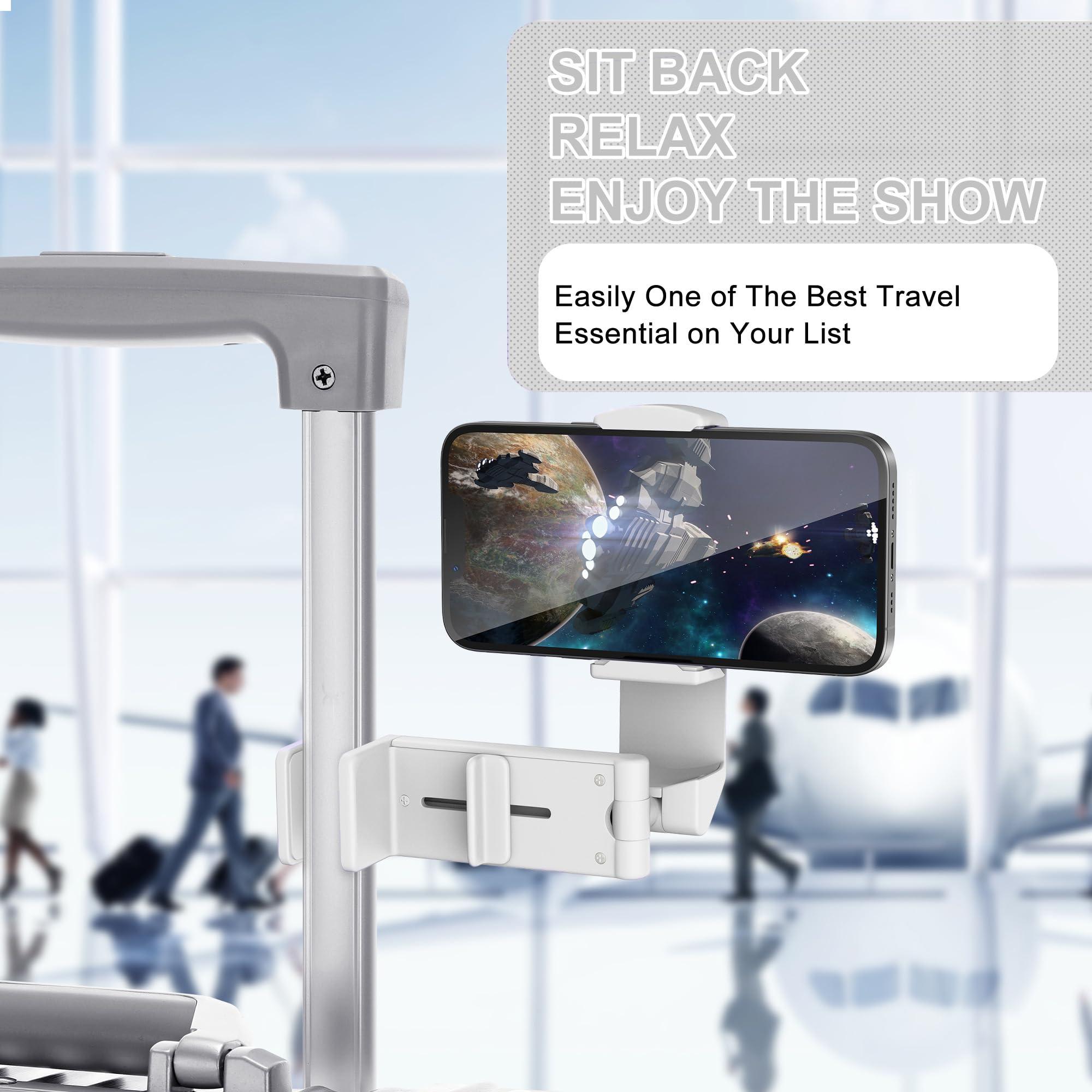 Perilogics Airplane Phone Holder Mount Universal In Flight Hands Free Viewing With Multi-Directional Dual 360 Degree Rotation. T