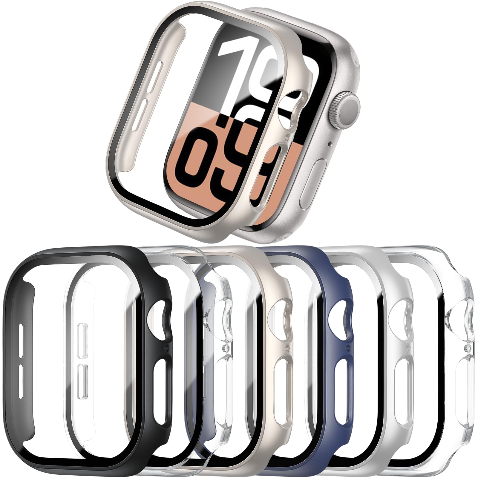 Commuter 6 Pack Case With Tempered Glass Screen Protector For Apple Watch 10 (2024) Series 10 46Mm,Slim Guard Bumper Full Covera