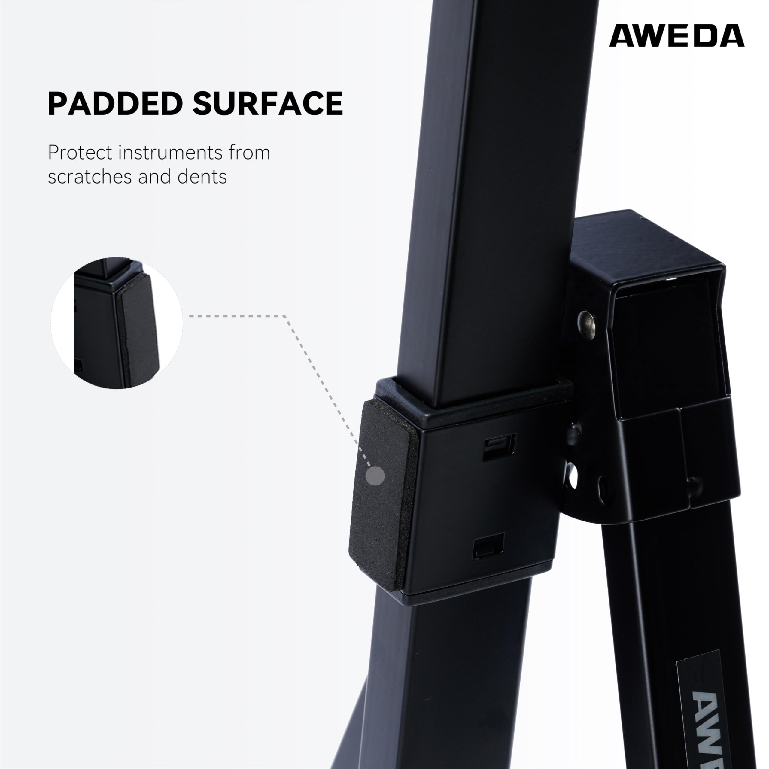 Aweda Acoustic Double Bass Stand Adjustable Neck And Support Arms Portable Cross-Bar Structure