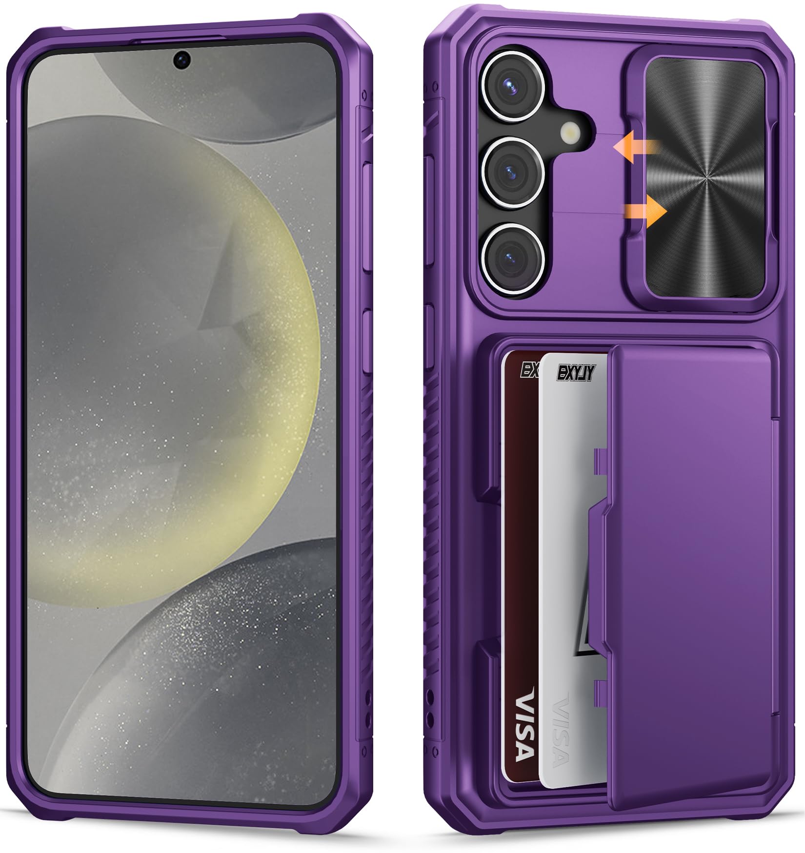 Bxyjy Wallet Case For Samsung Galaxy S24 Plus, Built In Card Holder (4 5 Cards) & Slide Camera Cover, Military Grade Drop, Women