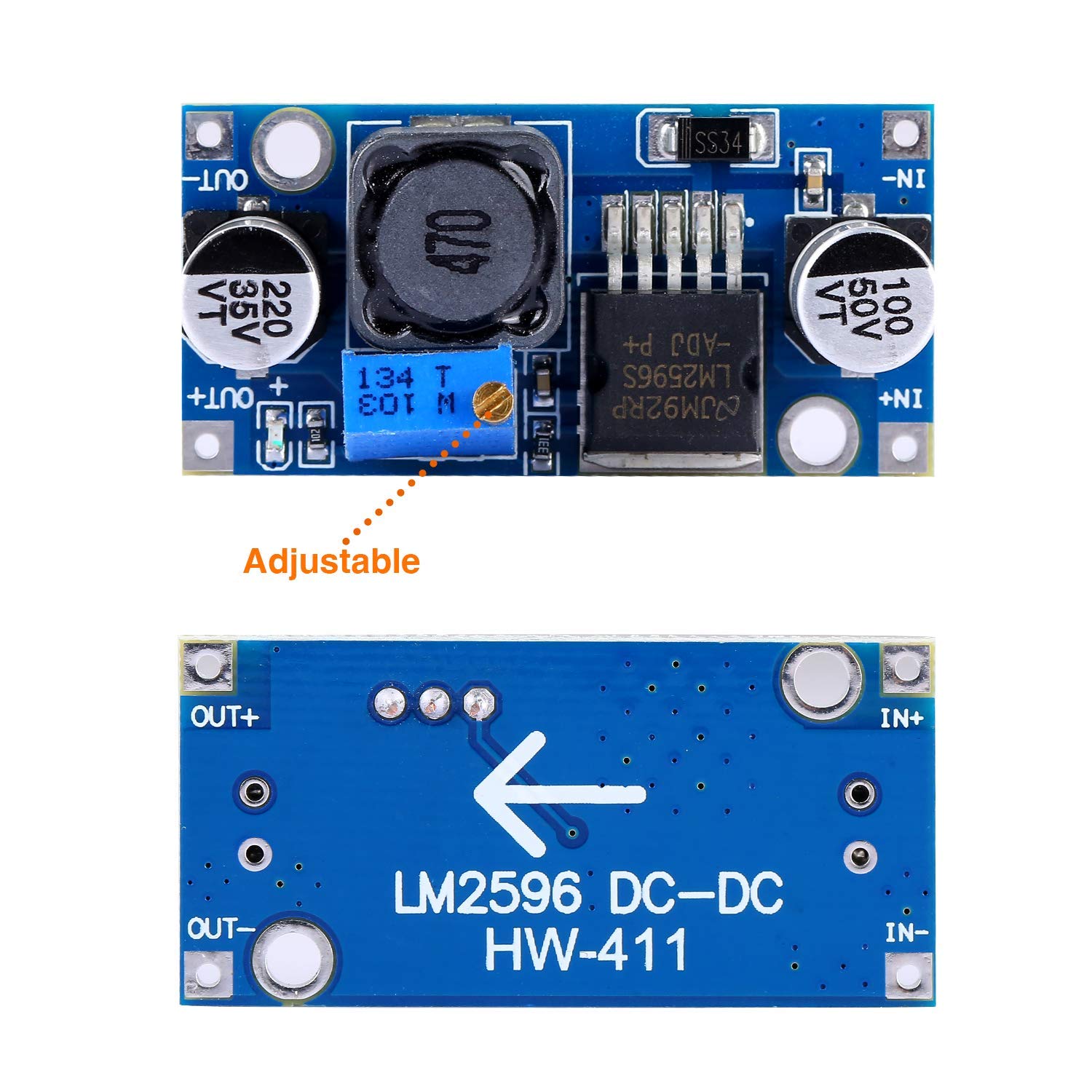 Yizhet 5 Pack Buck Converter, Dc To Dc, High Efficiency Voltage Regulator, 3.0-40V To 1.5-35V, Adjustable Power Supply Module