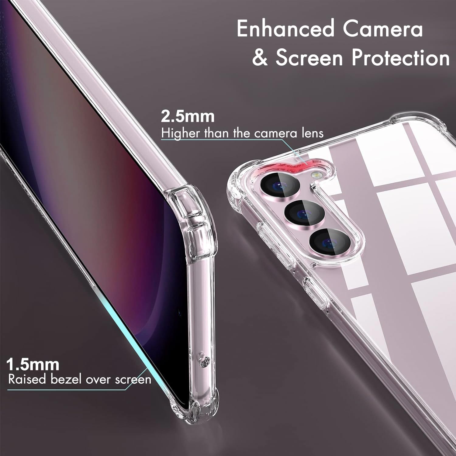 KIOMY Phone Case for Samsung Galaxy S23 5G Shockproof Hybrid PC TPU Crystal Clear Slim Fit with Airbag Corners