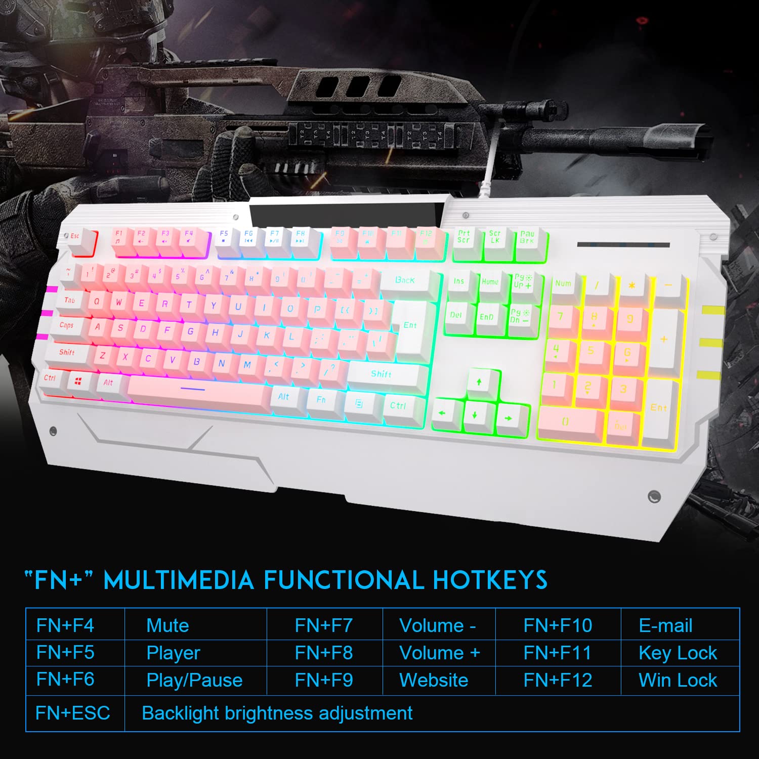 Pink Keyboard Usb Gaming Keyboards And Mouse Combo, Gt817 104 Key Rainbow Backlit Keyboard And Mouse Set, Computer Keyboard Usb