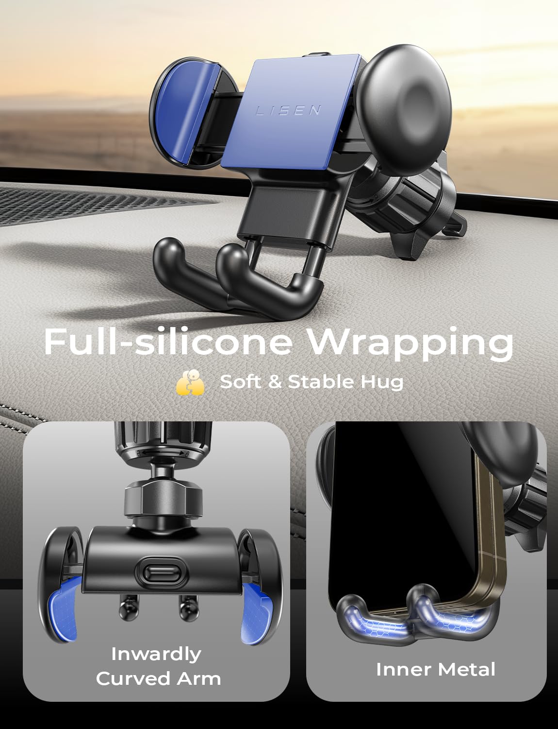 Lisen Car Vent Phone Mount, [Heavy Duty Friendly] Upgraded Car Phone Holder For Vent, Cell Phone Car Mount For Iphone Car Mount,