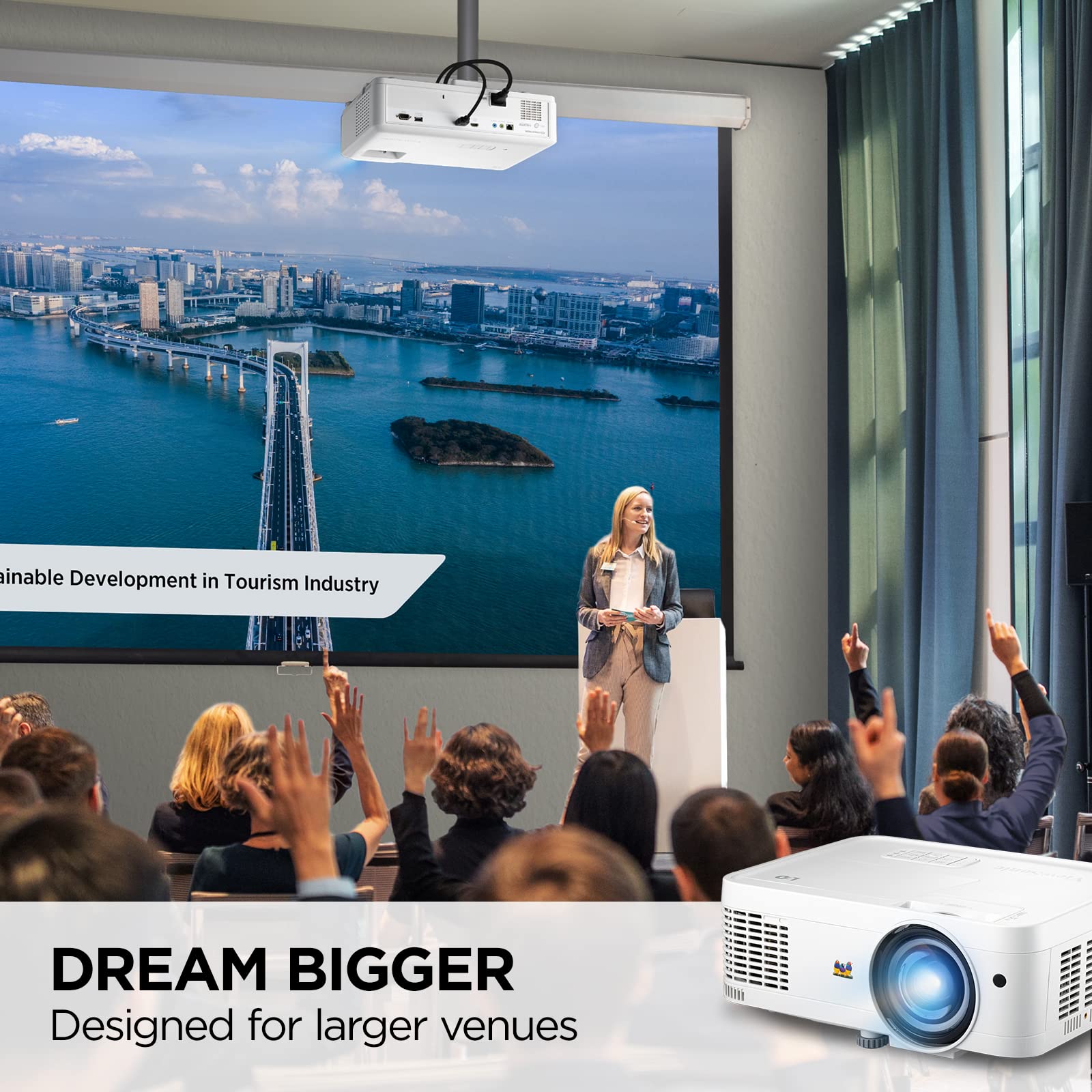 Viewsonic Ls560Wh 3000 Lumens Wxga Short Throw Led Projector With Hv Keystone And Lan Control For Business And Education