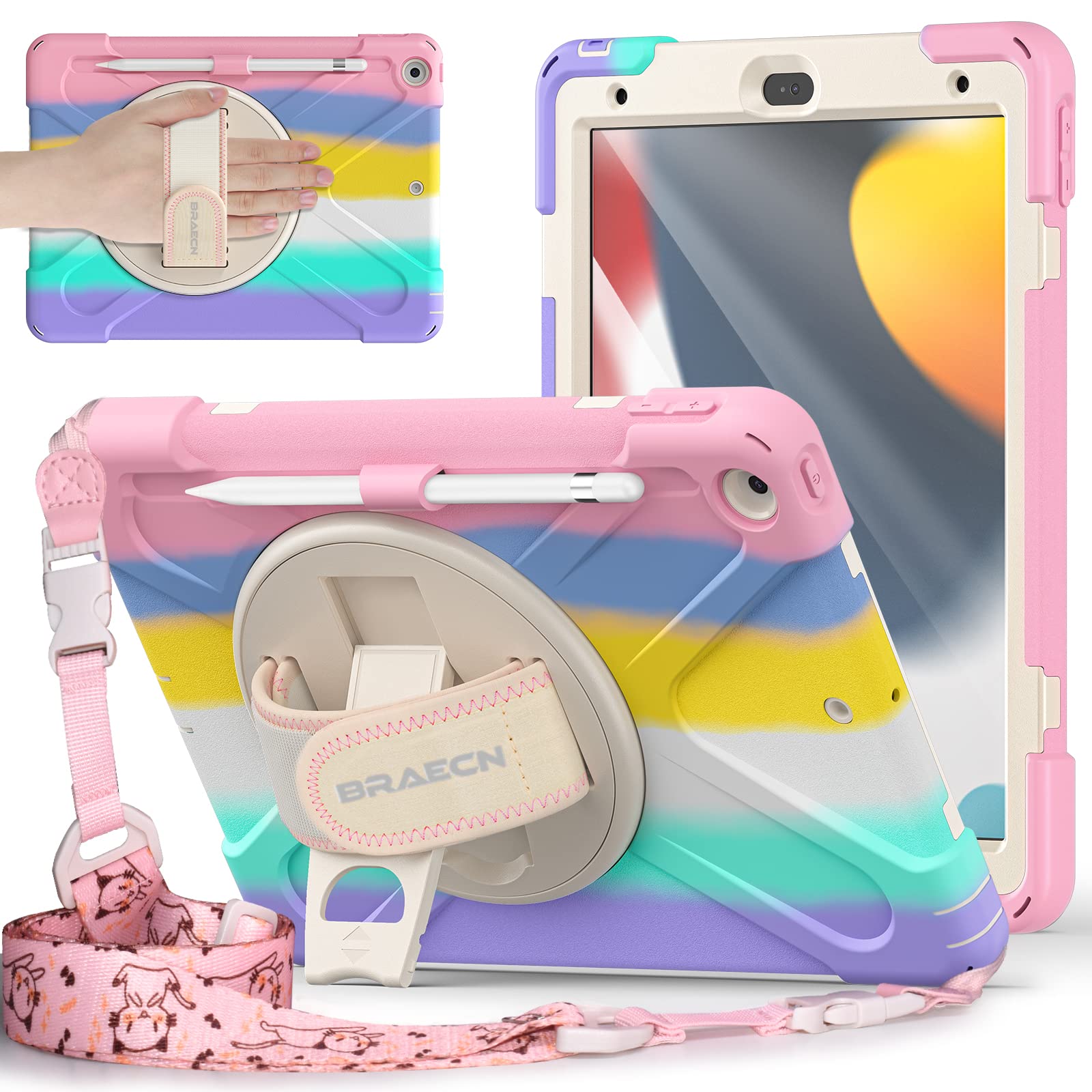Braecnstock Kids Case For Apple Ipad 9Th 8Th 7Th Generation 2021 2020 2019 10.2'' Shockproof Protective Case With Pen Holder Scr
