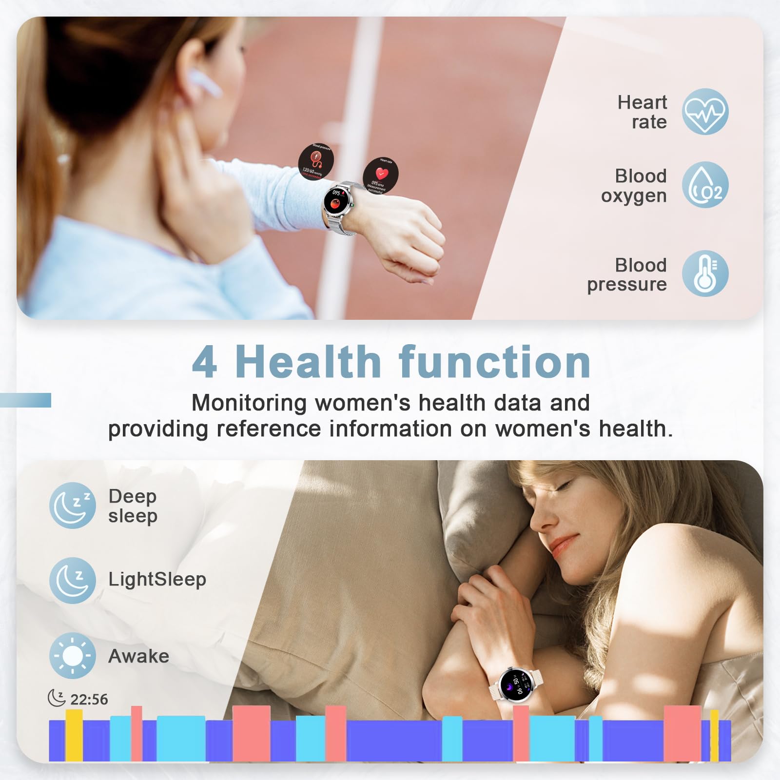 Gadixy Smart Watches For Women (Make/Answer Call),1.109 Amoled Screen Fitness Tracker 110+ Sports Step Counter/Spo2/Bp/Heart Rat