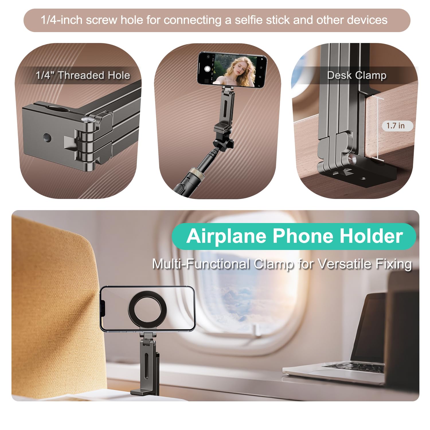 Jkoailiwi Adjustable Magnetic Phone Tripod Stand With 1/4'' Port, Ultra-Light Aluminium Alloy Tripod Phone Holder Mount For Mags