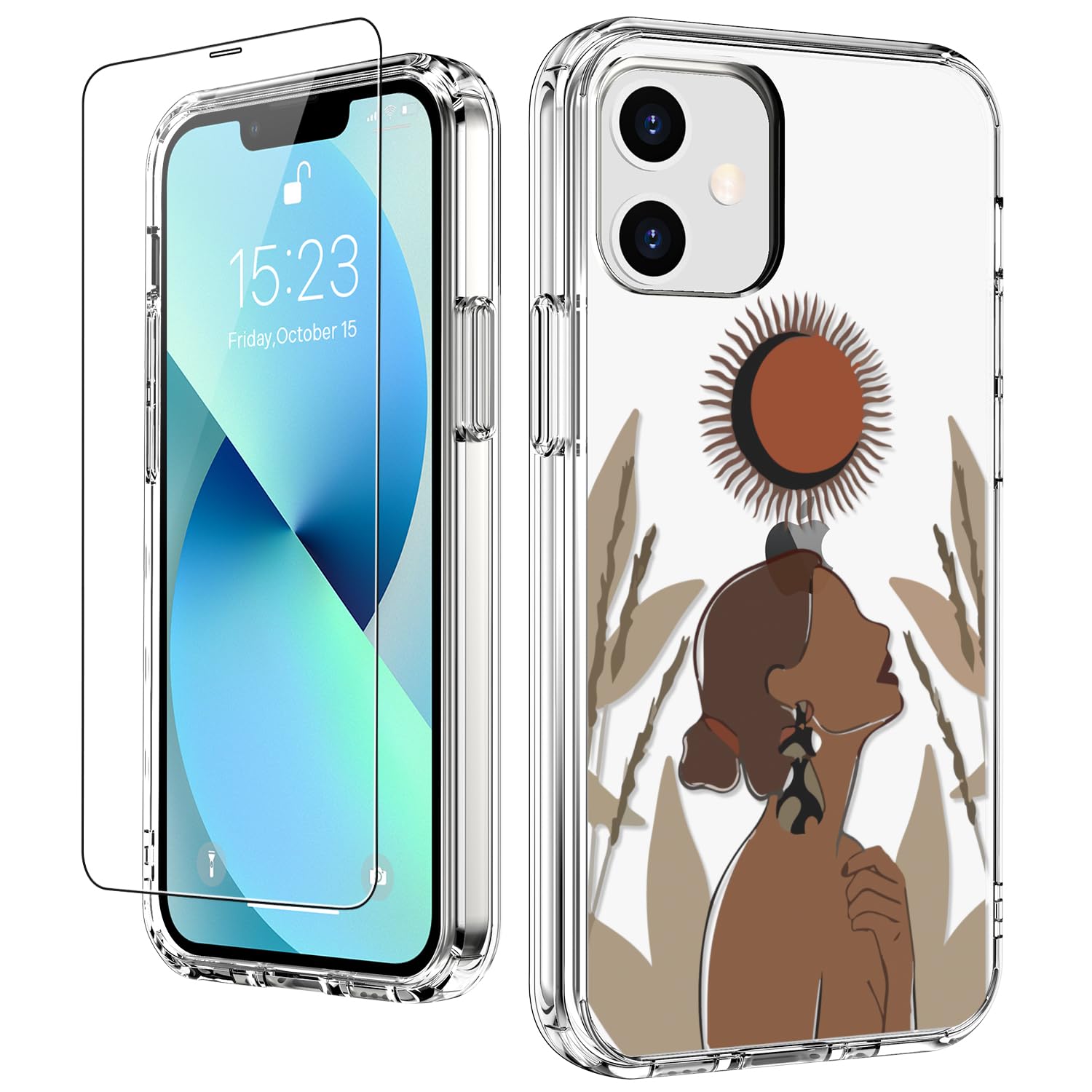 Luhouri Designed For Iphone 12 Mini Case With Screen Protector   Slim Fit, Sturdy Clear Acrylic Cover For Women And Girls   Prot