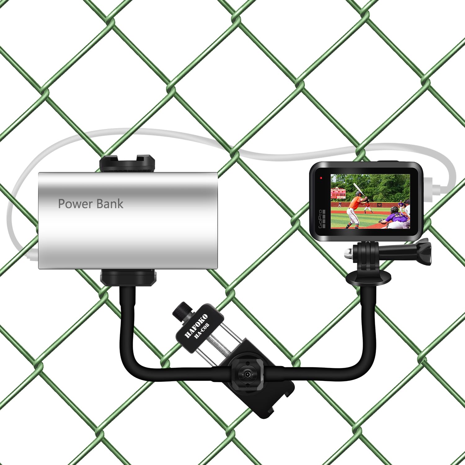 Baseball Dual Fence Mount Compatible For Gopro Phone Dual-Camera Fence Holder For Mevo Start Game Changer Mounting Kit For Dji A