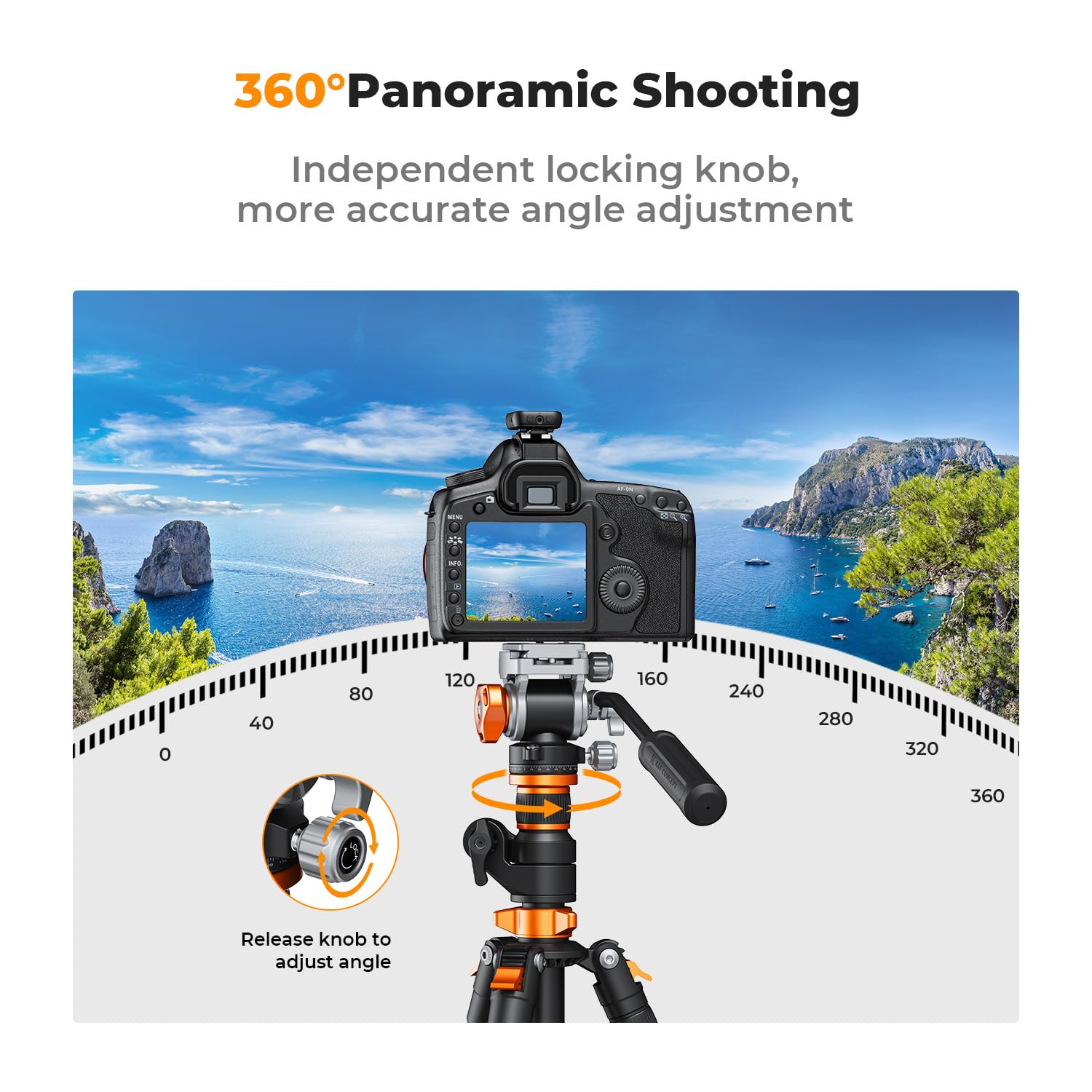K&F Concept FH-03 Fluid Head, Stable Tripod for Pan & Tilt, Arca Swiss-Compatible, Max Load 11 lbs, Silky-Smooth Operation