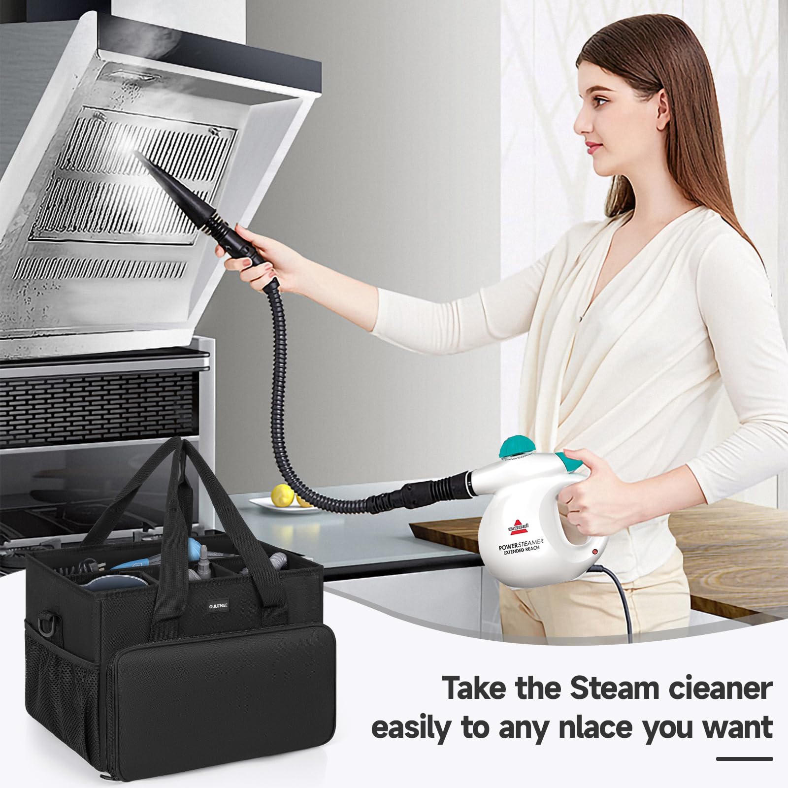 Ouutmee Carry Bag Compatible With Bissell Steamshot Hard Surface Steam Cleaner 39N7V/39N7A, Adjustable Compartments Steam Cleane