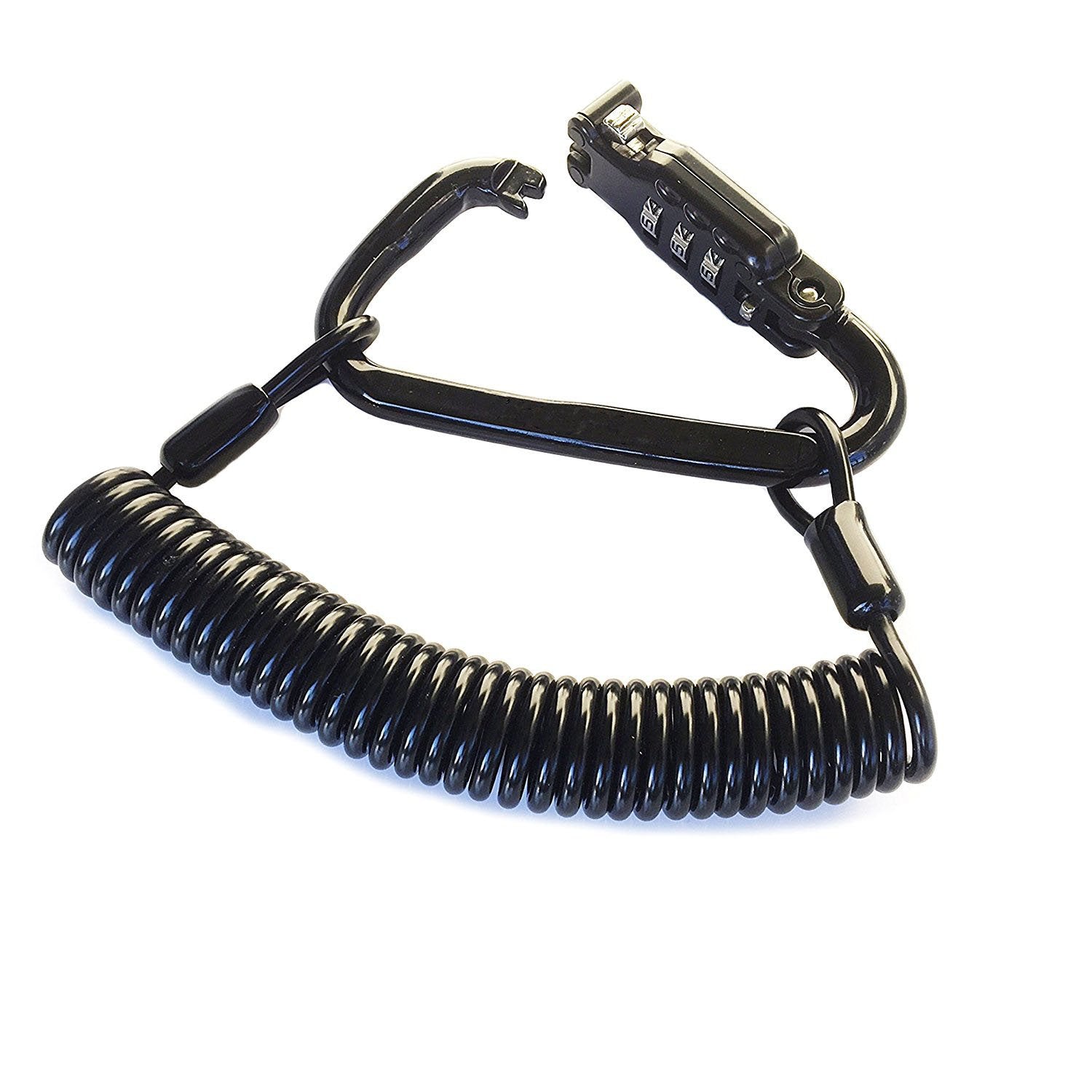 Little World Motorcycle Helmet Lock & Cable, Heavy Duty Universal Combination Lock Cable Caribeaner Lock Motorcycle Security Pin