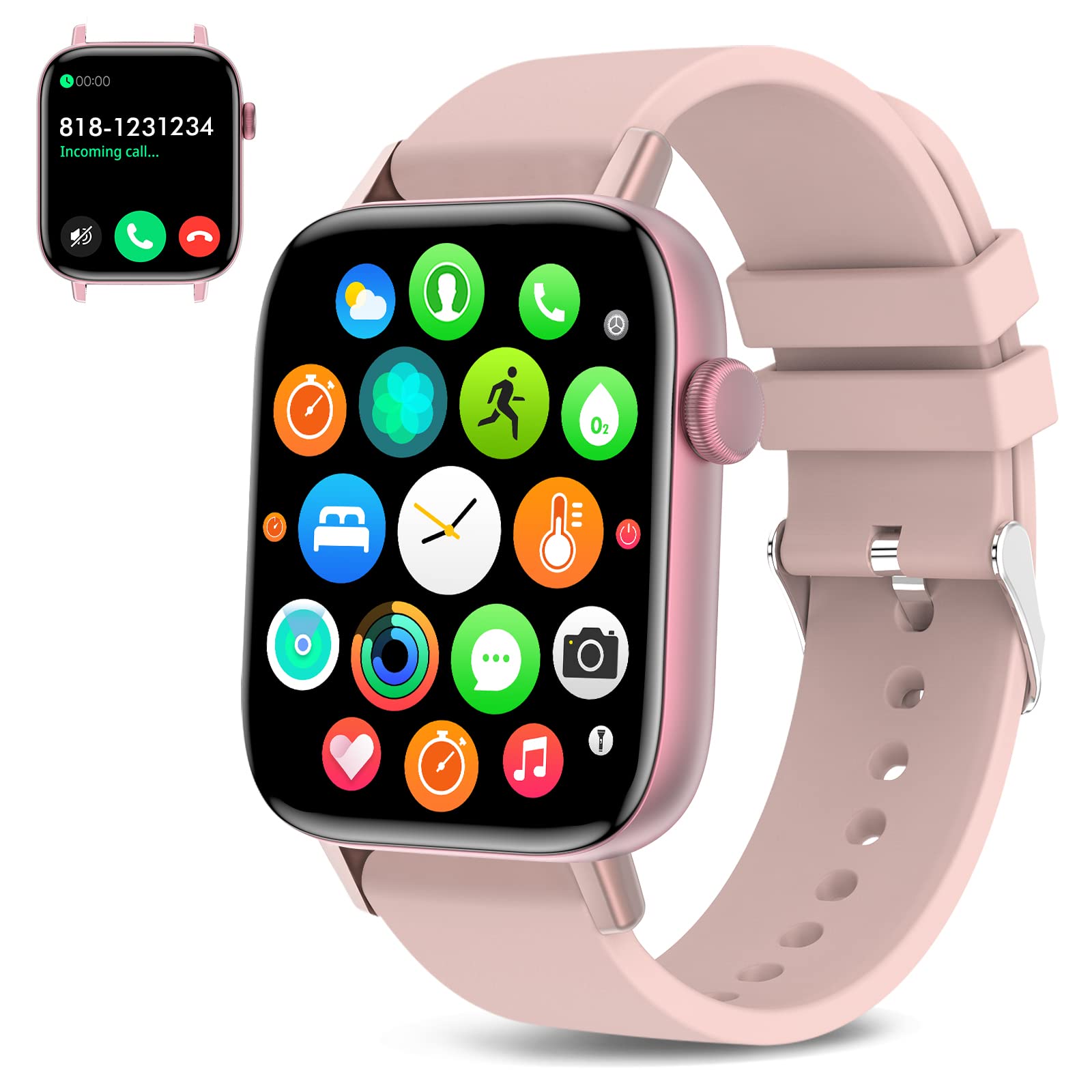 1.90'' With Smart Watch(Answer/Make Calls),Smart Fitness Tracker Watches For Android/Ios Phones,Bluetooth Call And Text Message/