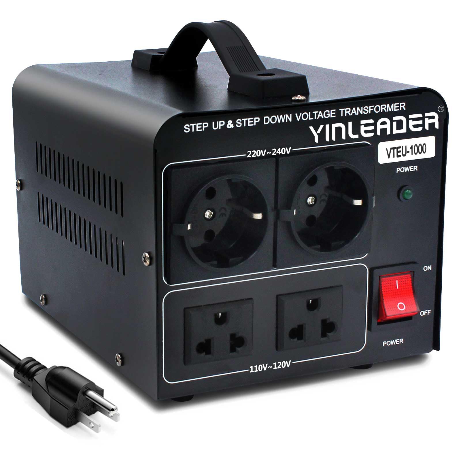 Yinleader 110V To 220V Eu Voltage Converter Transformer 1000W Step Up/Down Converter 110/120 Volt   220/230/240 Volt W/Us Power