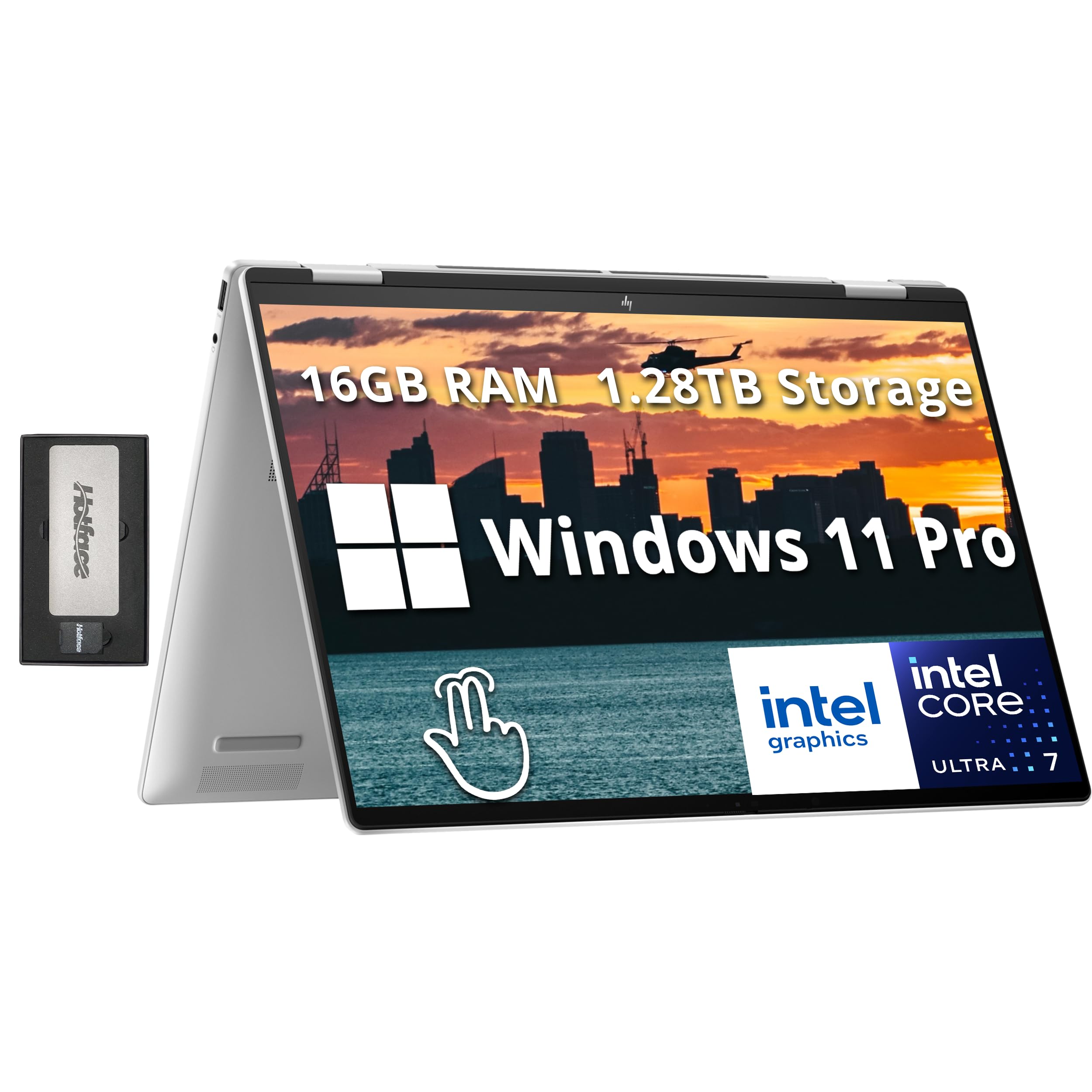 Hp Envy X360 2-In-1 16'' Wuxga Touchscreen Laptop, Intel Ultra 7 155U, 16Gb Lpddr5, 1.28Tb Storage(1Tb Ssd+288Gb Docking Station