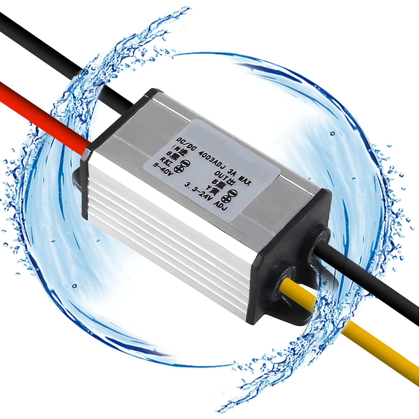 8 40V To 3 24V Dc Converter Car Power Voltage, Waterproof Dc 8 40V Step Down To Dc 3 24V 3A Voltage Regulator Buck Converter Pow