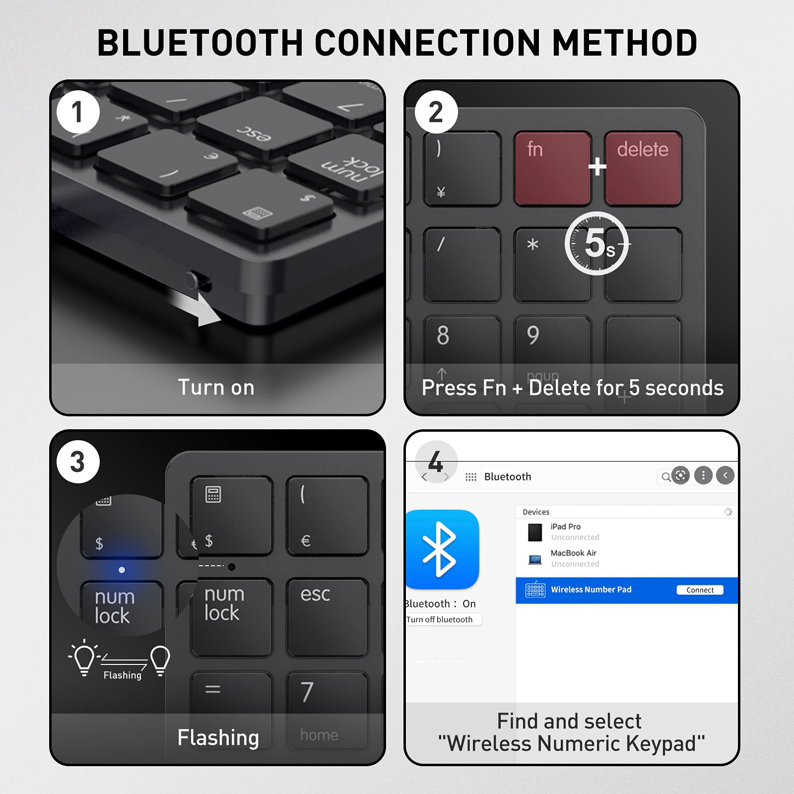 Havit Bluetooth Number Pad Wireless Numeric Keypad Numpad 26 Keys Portable Mini Financial Accounting Rechargeable Numeric Pad Fo