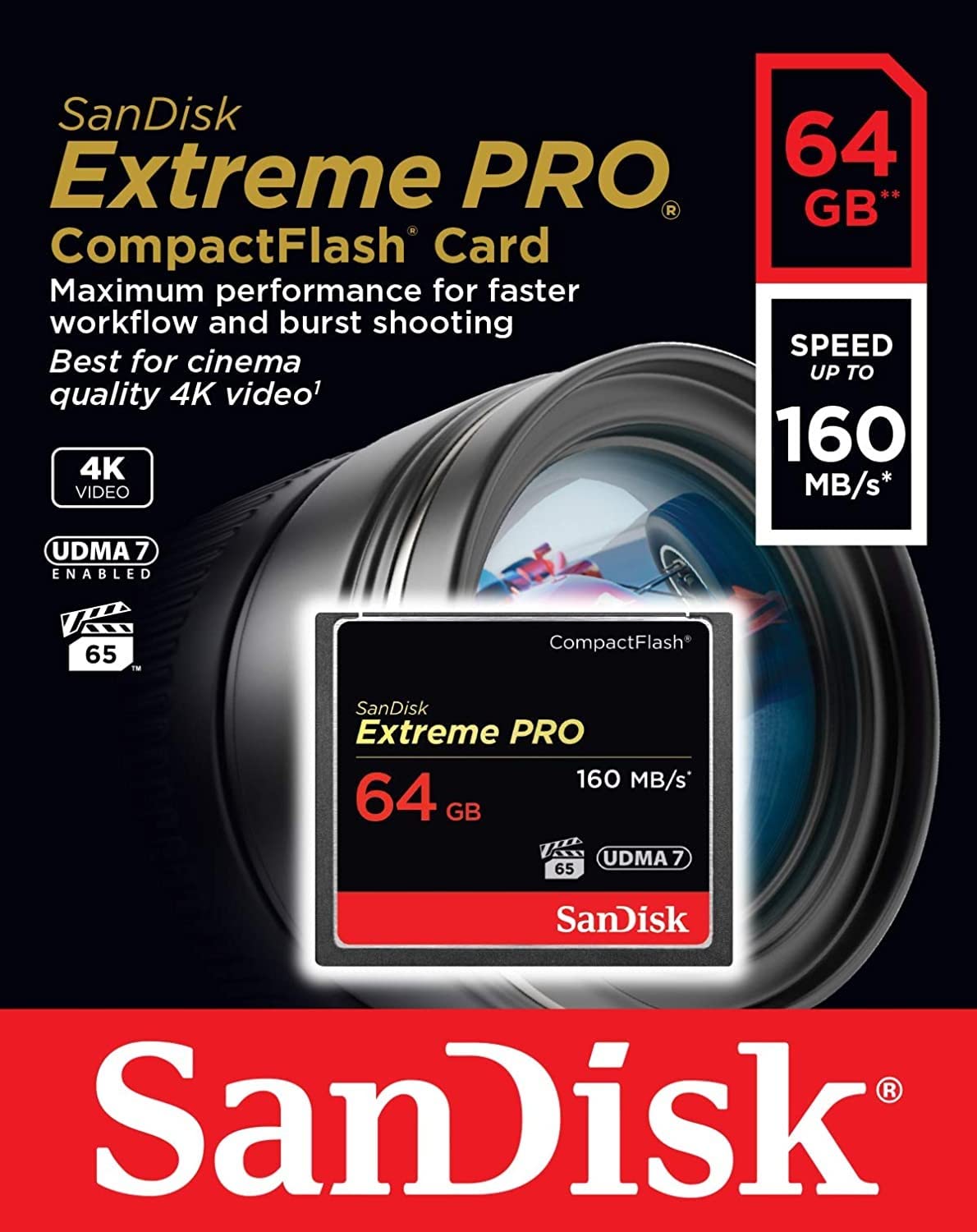 Sandisk 64Gb Extreme Pro Compact Flash Memory Card Udma 7 Speed Up To 160Mb/S - Sdcfxps-064G-X46