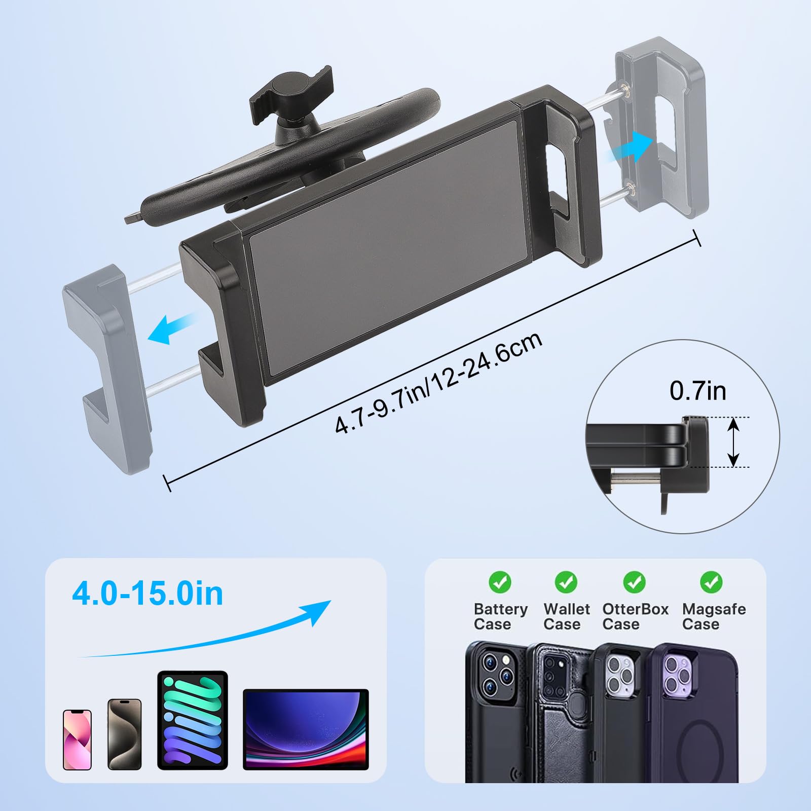 Eeekit 2 In 1 Cd Slot Tablet Car Mount, Universal 360 Rotation Cd Player Car Phone Holder For 4-15In Devices, Black