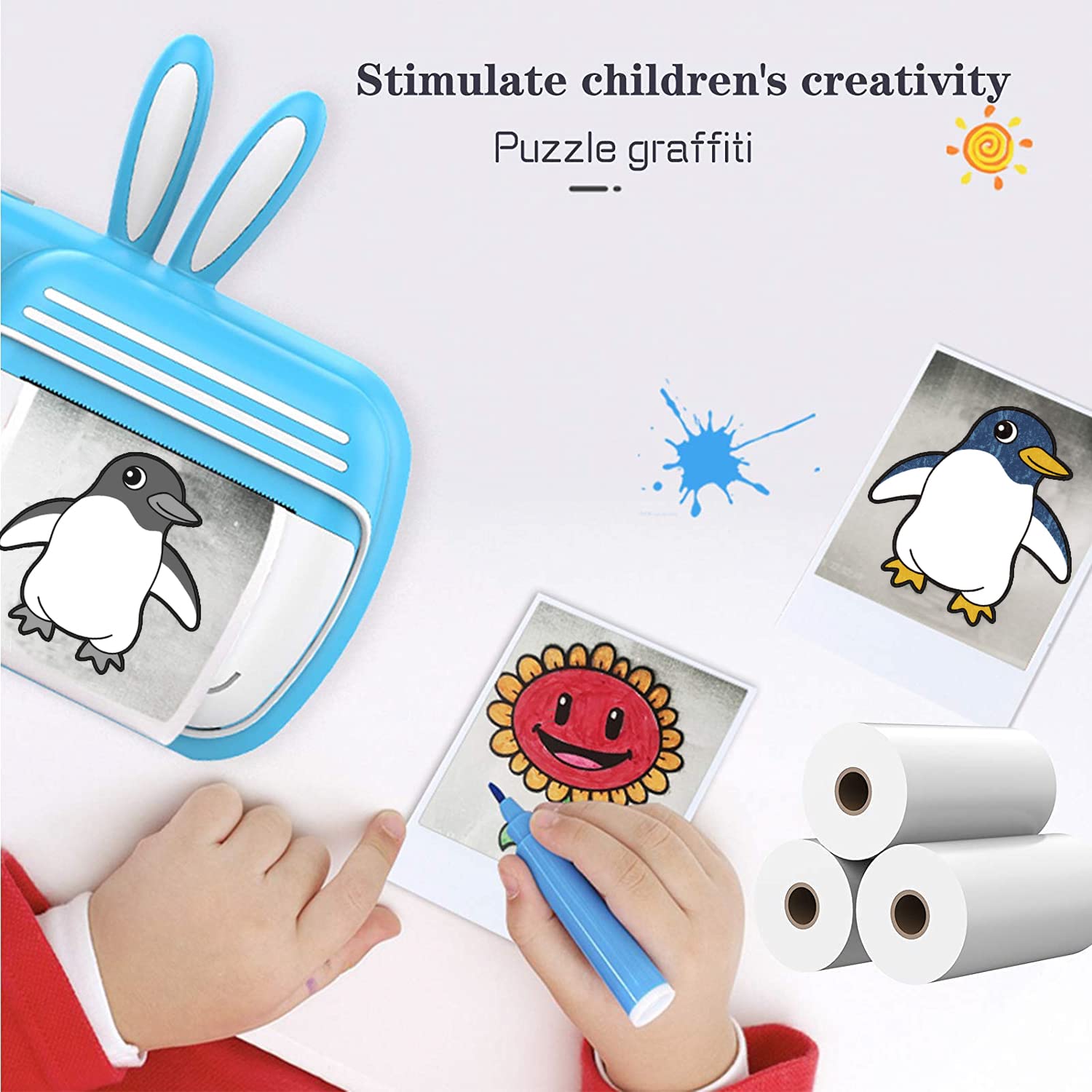 9 Rolls Kids Instant Camera Refill Print Paper  Photo Printer Thermal Paper Rolls, Compatible With Vtech Kidizoom Printcam, Inst