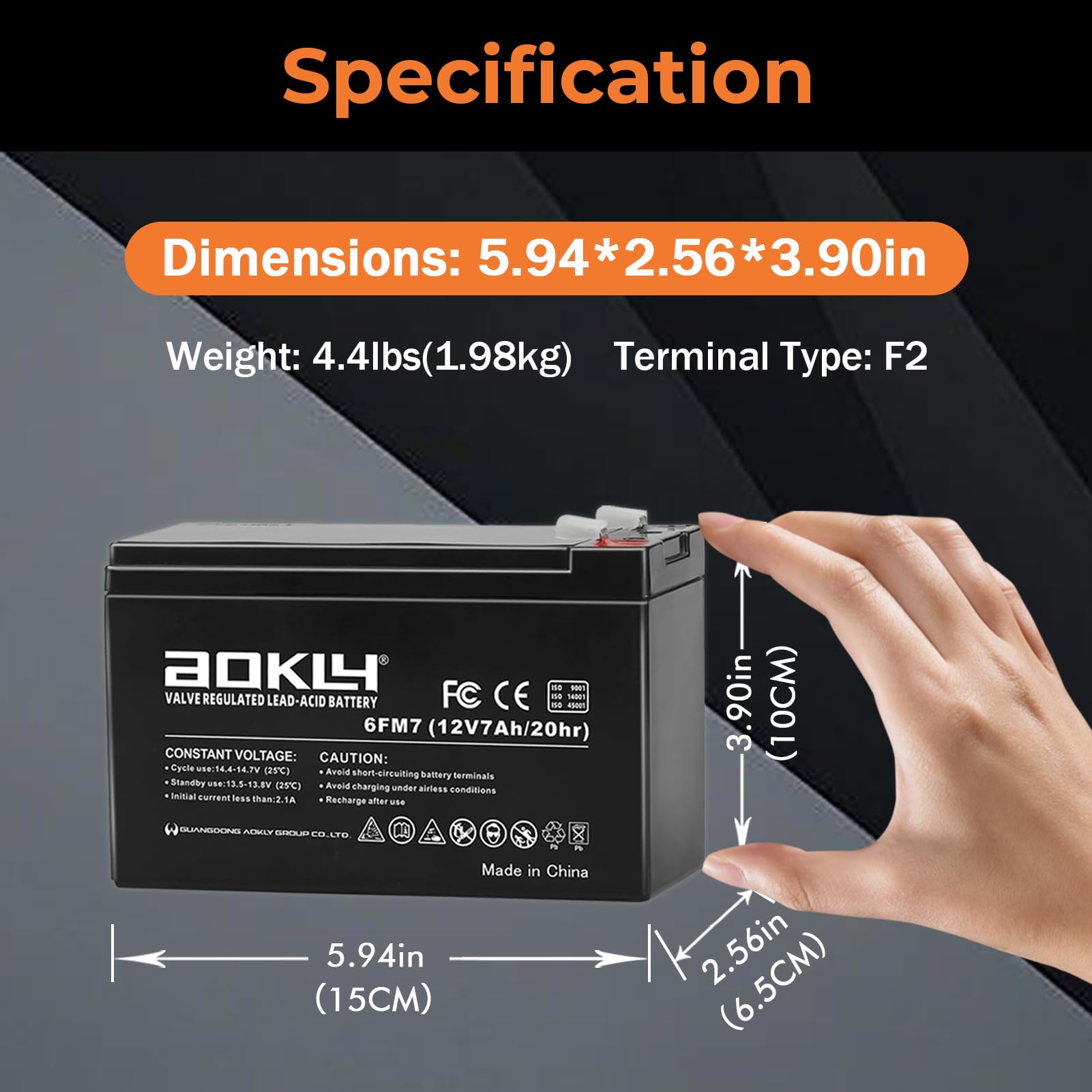 A Aokly 12V 7Ah Replacement Battery 6Fm7 Rechargeable Sealed Lead Acid Battery Sla Agm Power Source Maintenance Free
