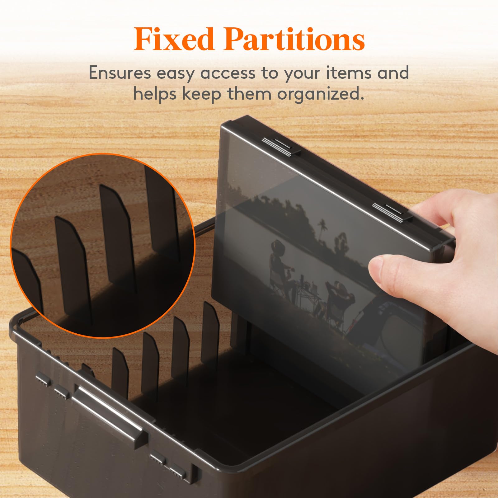 Lifewit Photo Storage Box 5X7 Photo Case, Each For 9 Inner Keeper, Black Photo Organizer For Seeds Cards Pictures Office Supplie