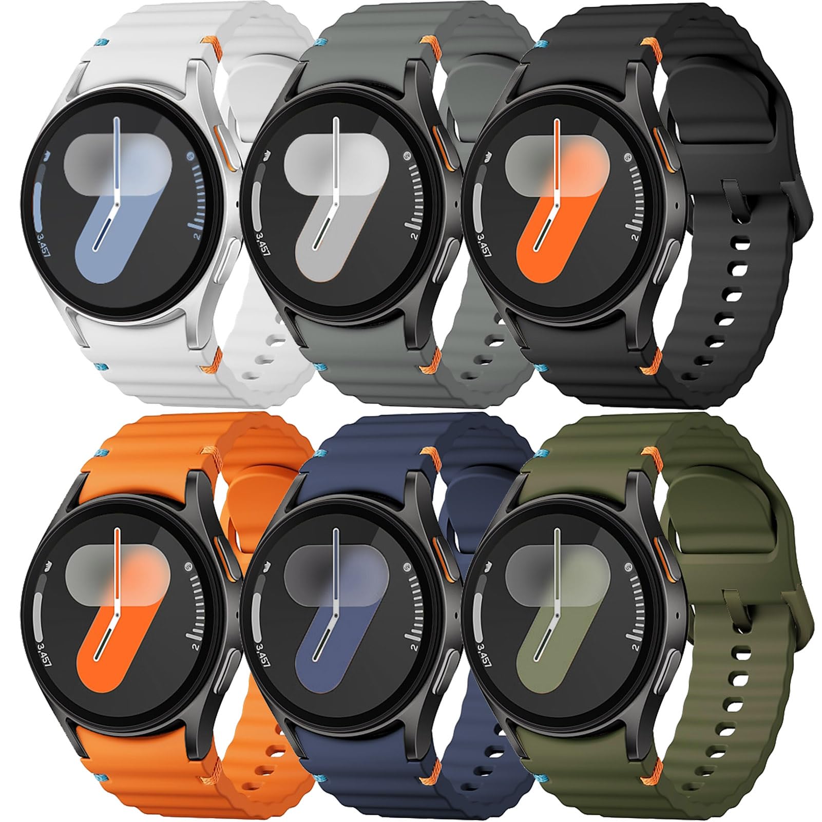 Sport Band for Samsung Galaxy Watch 7 Band 40mm 44mm,No Gap Soft Silicone Strap for Galaxy Watch 6 5 4 FE Band 40mm 44mm/Galaxy 
