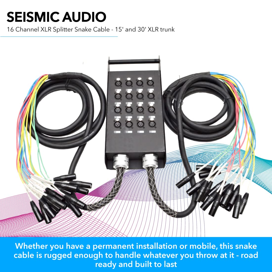 Seismic Audio - New 24 Channel Xlr Send Splitter Snake Cable With Box - Two Trunks 15' Fantails Each - Pro Audio Stage, Studio,