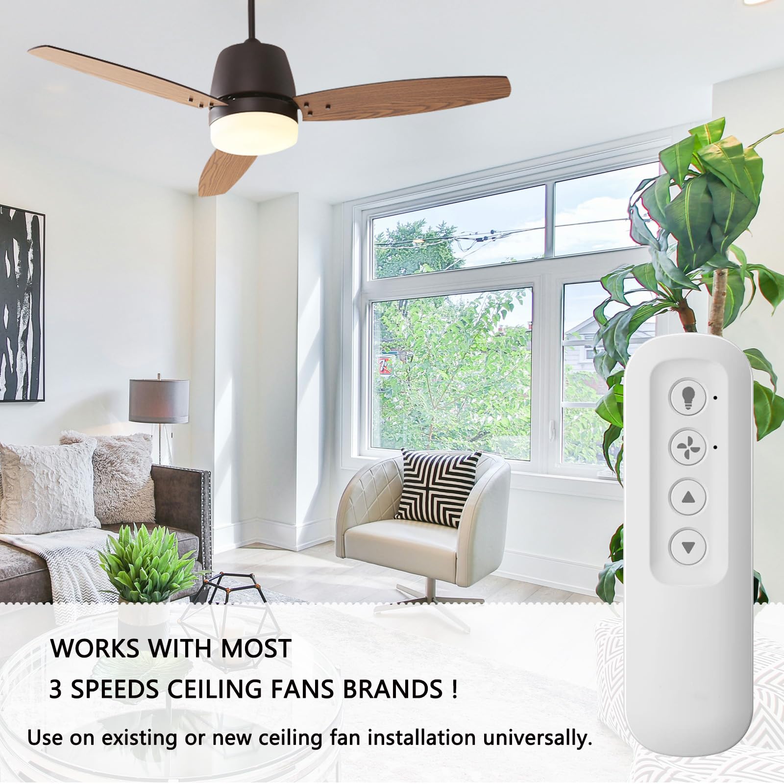 Universal Ceiling Fan Remote Control Kit, Works For Hunter 9770 99772 99392 99122 99123 99600, Compatible With Hunter, Harbor Br