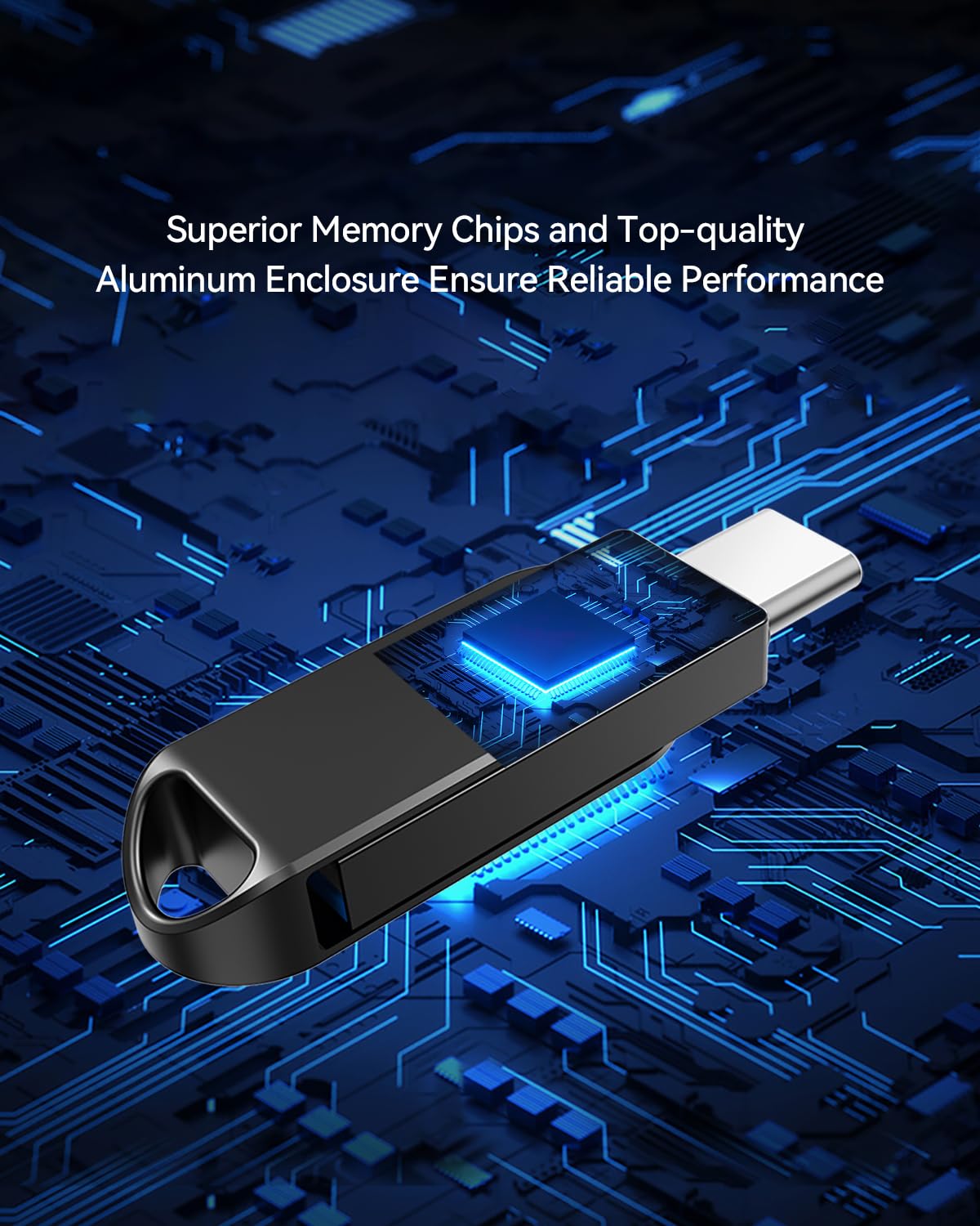 Orlian 128Gb 2 Pack Usb C Flash Drive, Dual Drive Usb 3.0 And Type C Thumb Drive Up To 110Mb/S Read Metal Waterproof Portable Fo